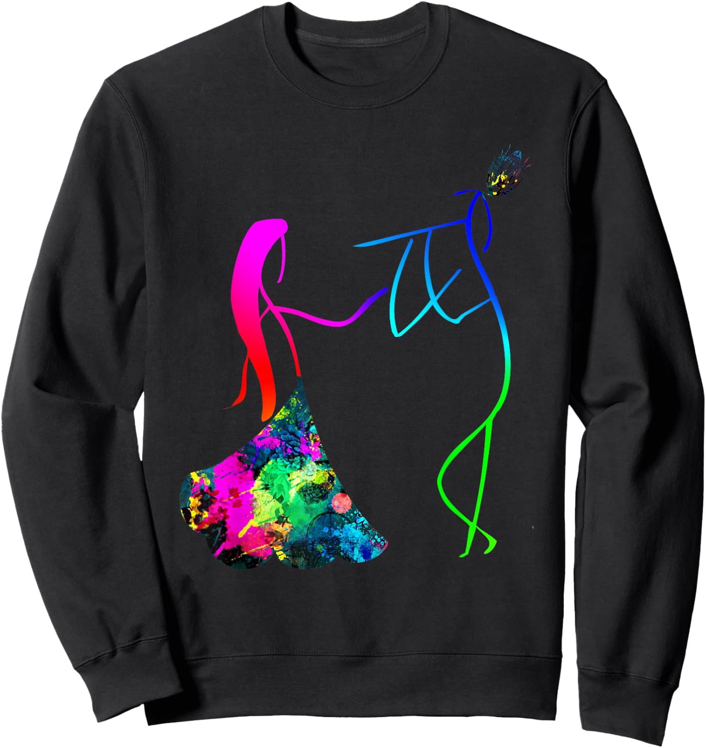 Multi Colored Radha And Krishna T Shirt. Sweatshirt - Sweatshirt | Black
