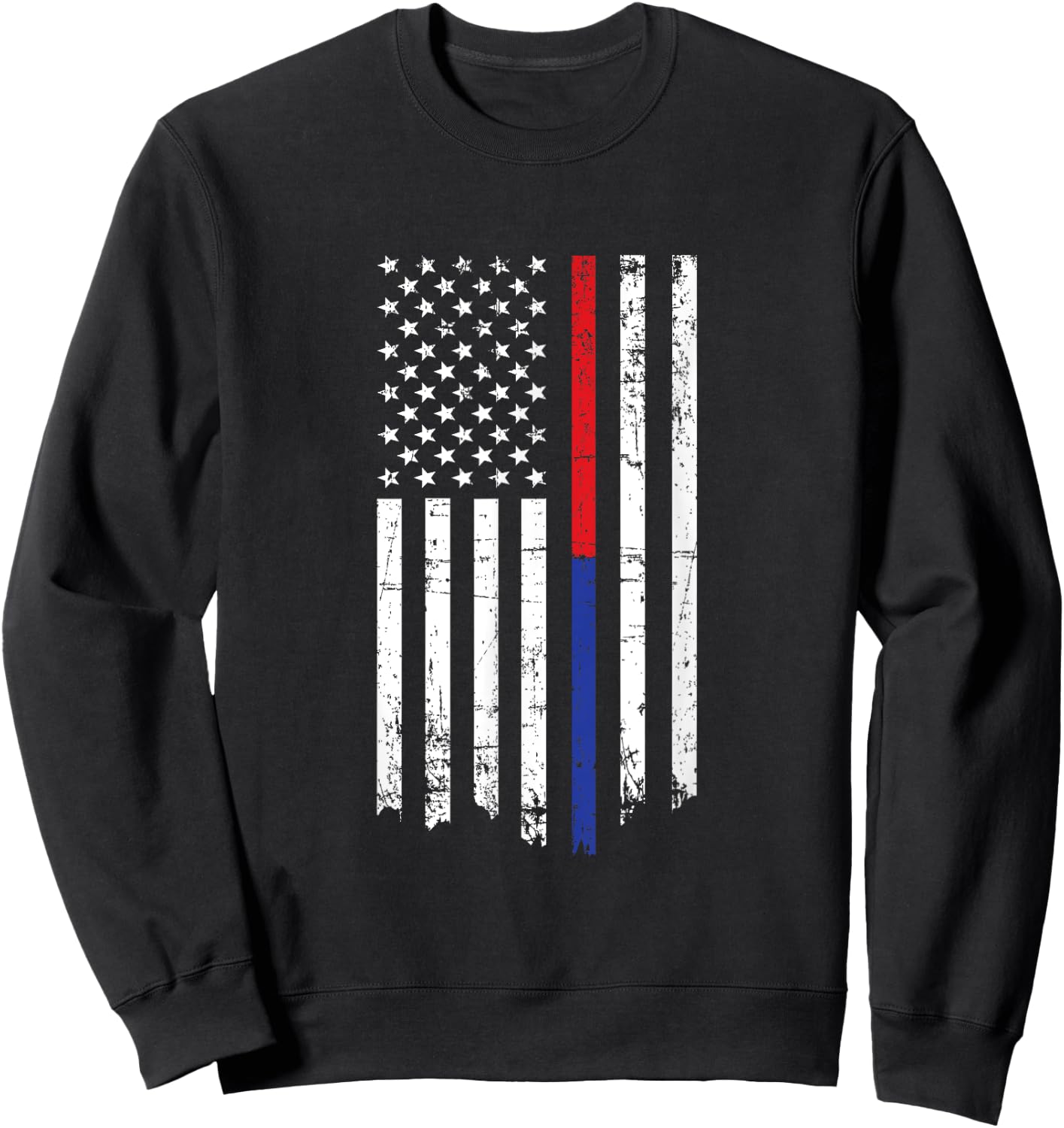Firefighter Police Officer Thin Red Blue Line American Flag Kids Men Sweatshirt - Sweatshirt | Black