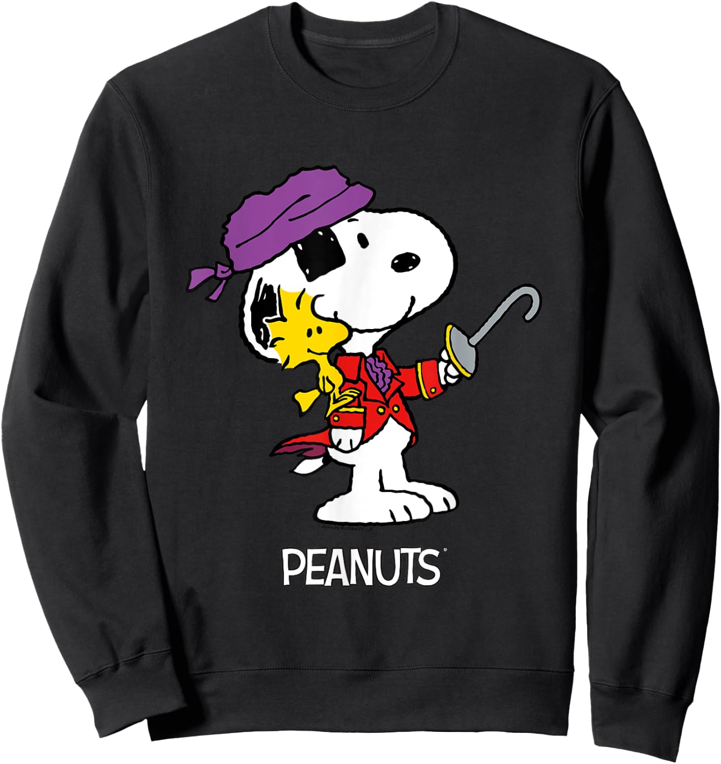 Peanuts Halloween Pirate Snoopy & Woodstock Sweatshirt - Sweatshirt | Black