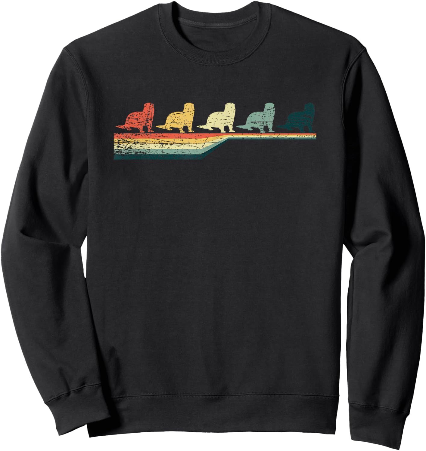 Vintage Retro Otter Sweatshirt - Sweatshirt | Black