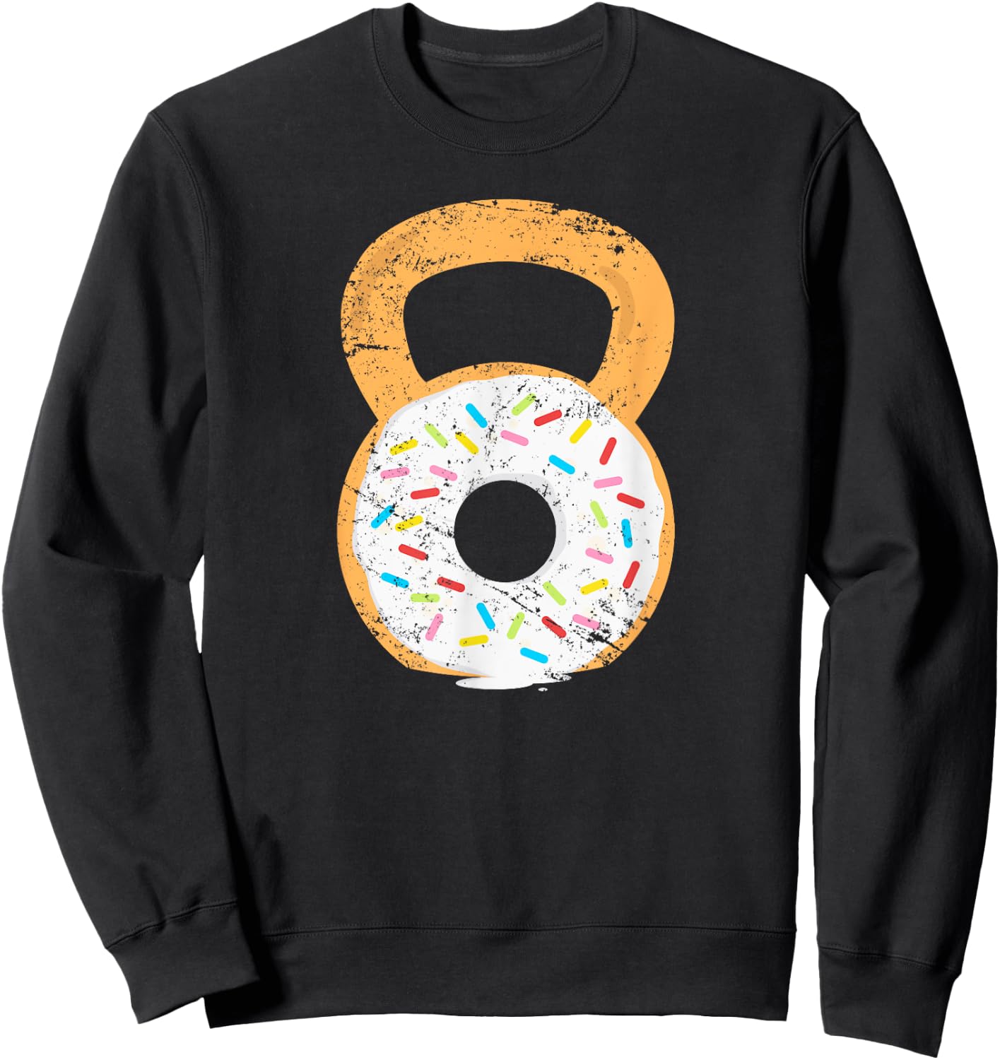 Kettlebell Donut, Funny Doughnut Fitness Joke Sweatshirt - Sweatshirt | Black
