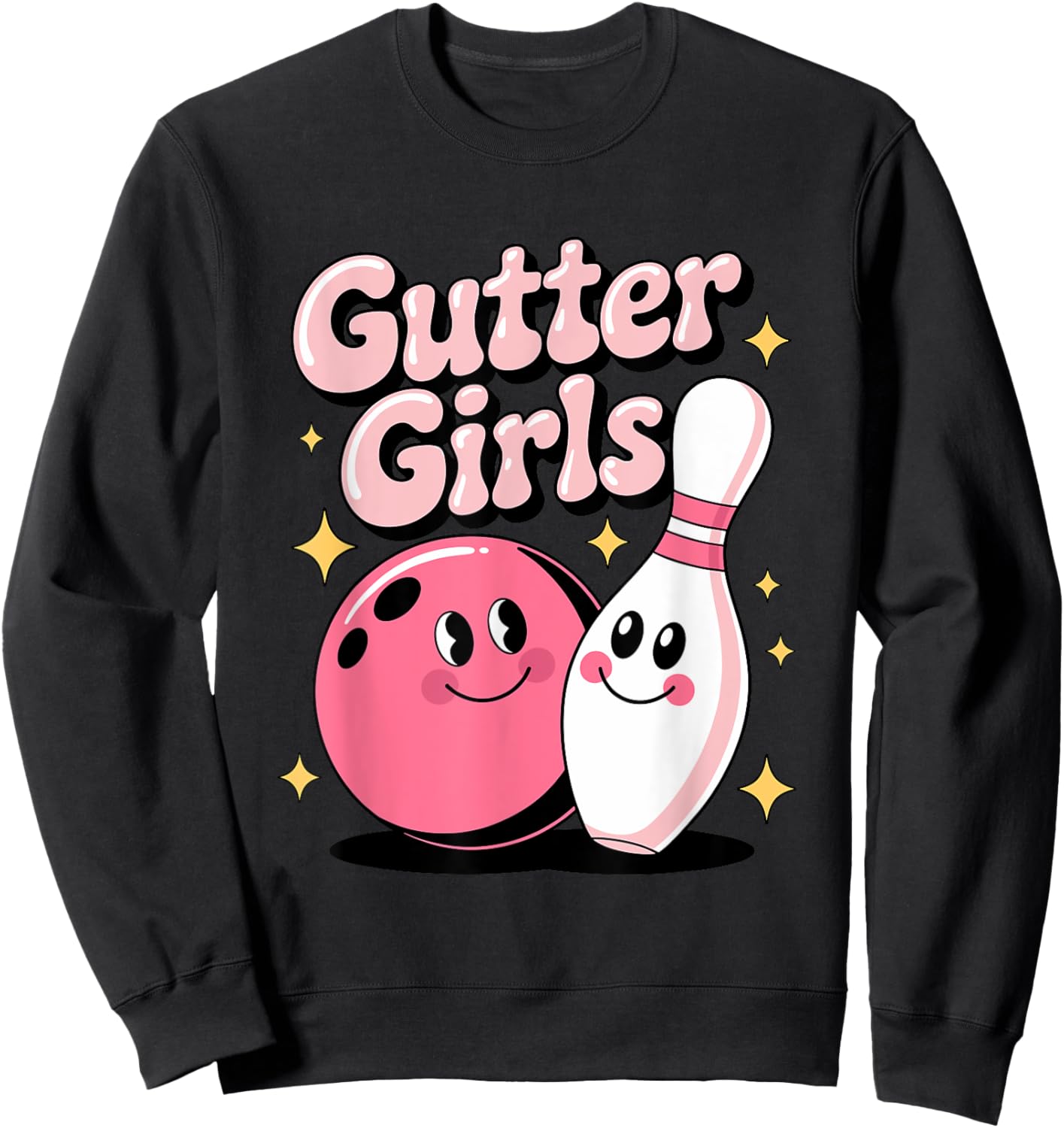 Cute Gutter Girls Bowling Team Sweatshirt - Sweatshirt | Black