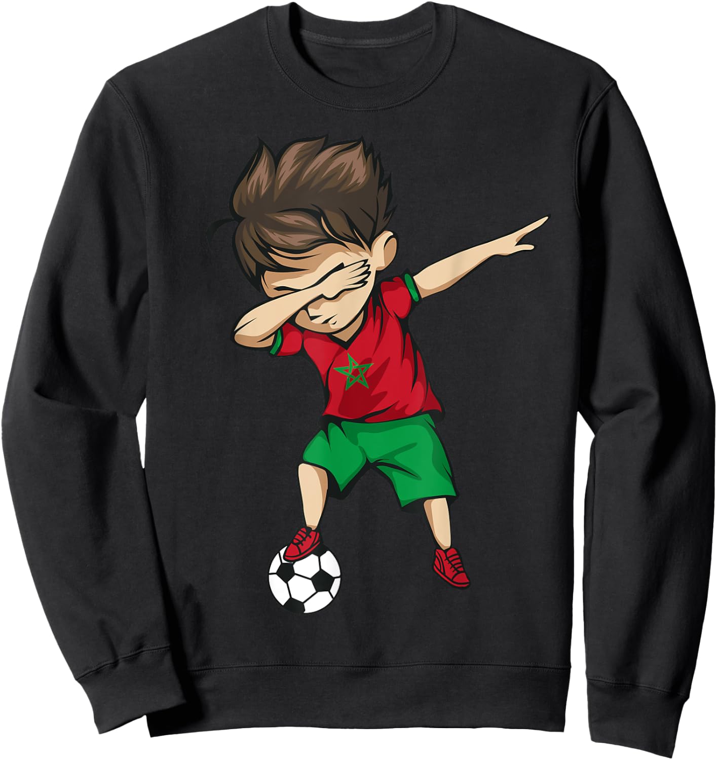Dabbing Soccer Boy Morocco Jersey Shirt - Moroccan Football Sweatshirt - Sweatshirt | Black