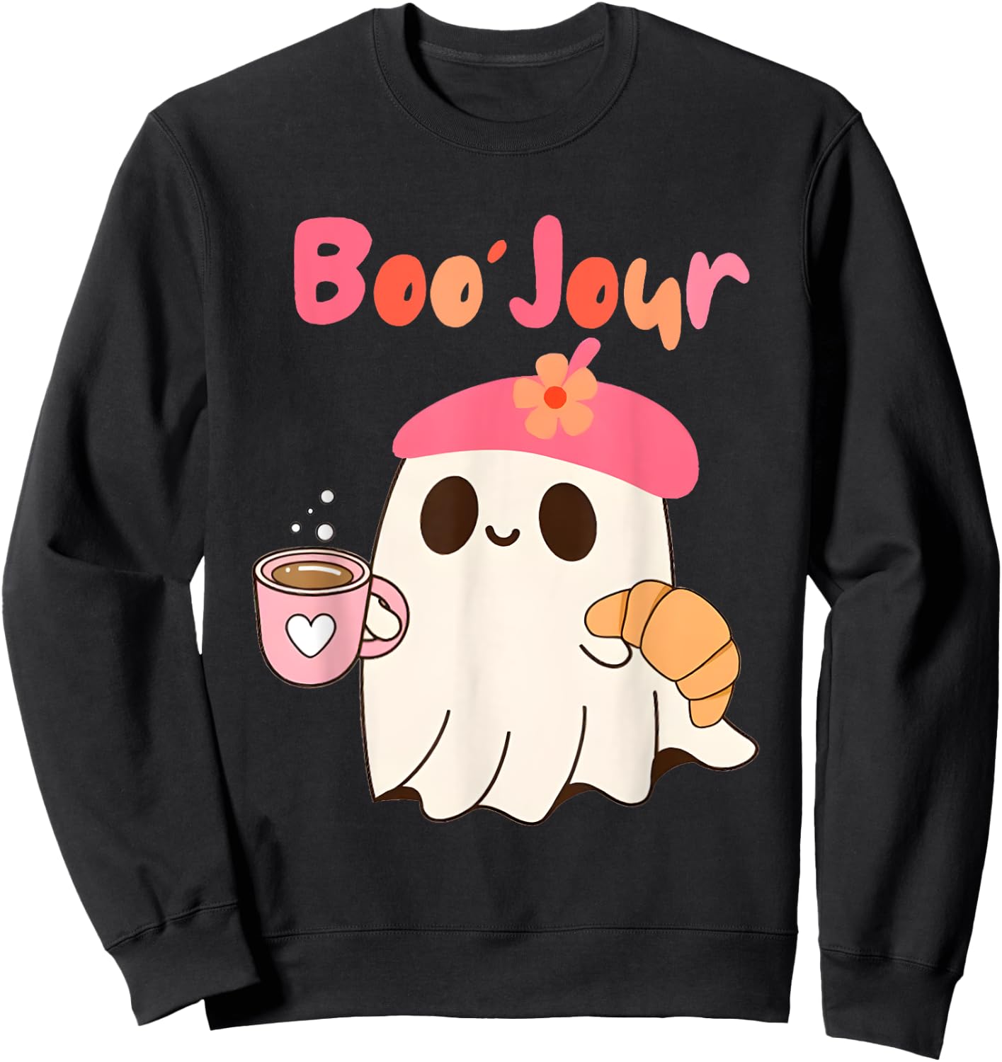 Boo Jour Ghost French Teacher Vintage Teacherlife Groovy Sweatshirt - Sweatshirt | Black
