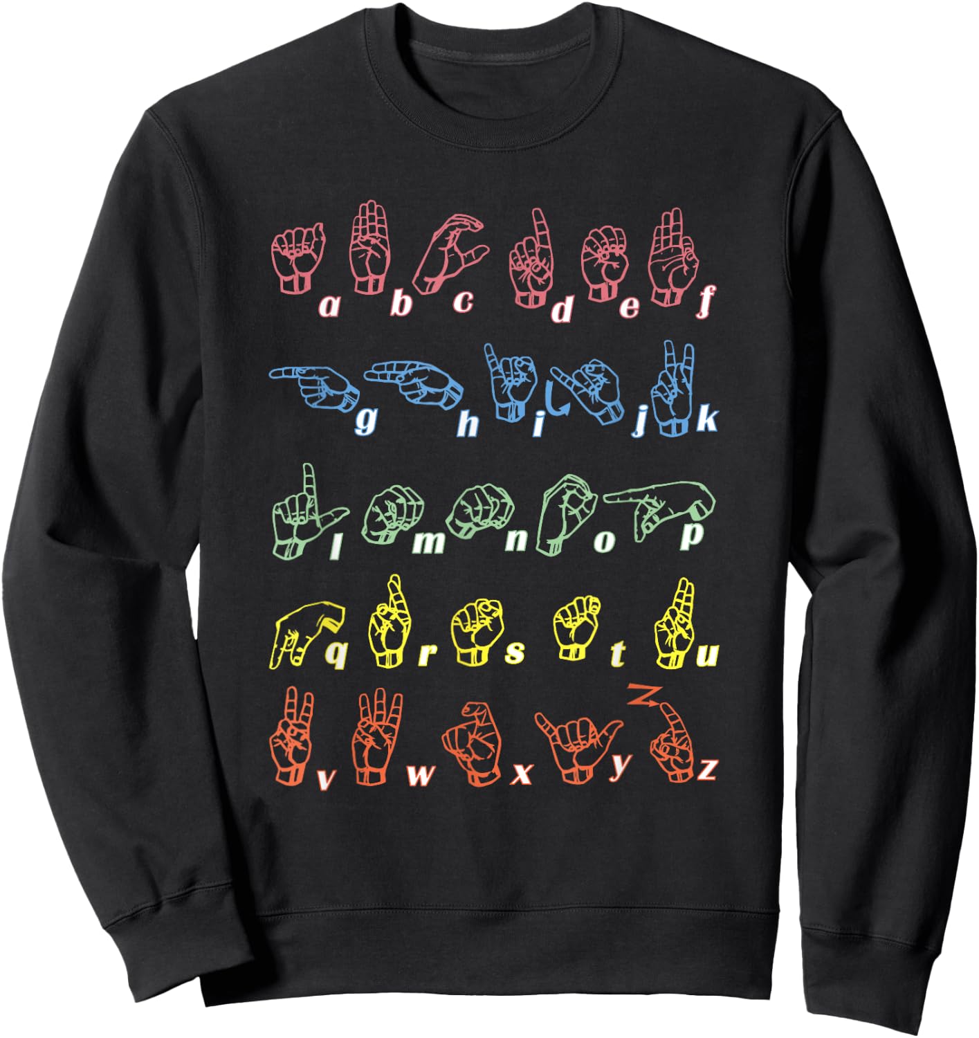 Sign Language ASL Teacher Hand Alphabet Learning Sweatshirt - Sweatshirt | Black