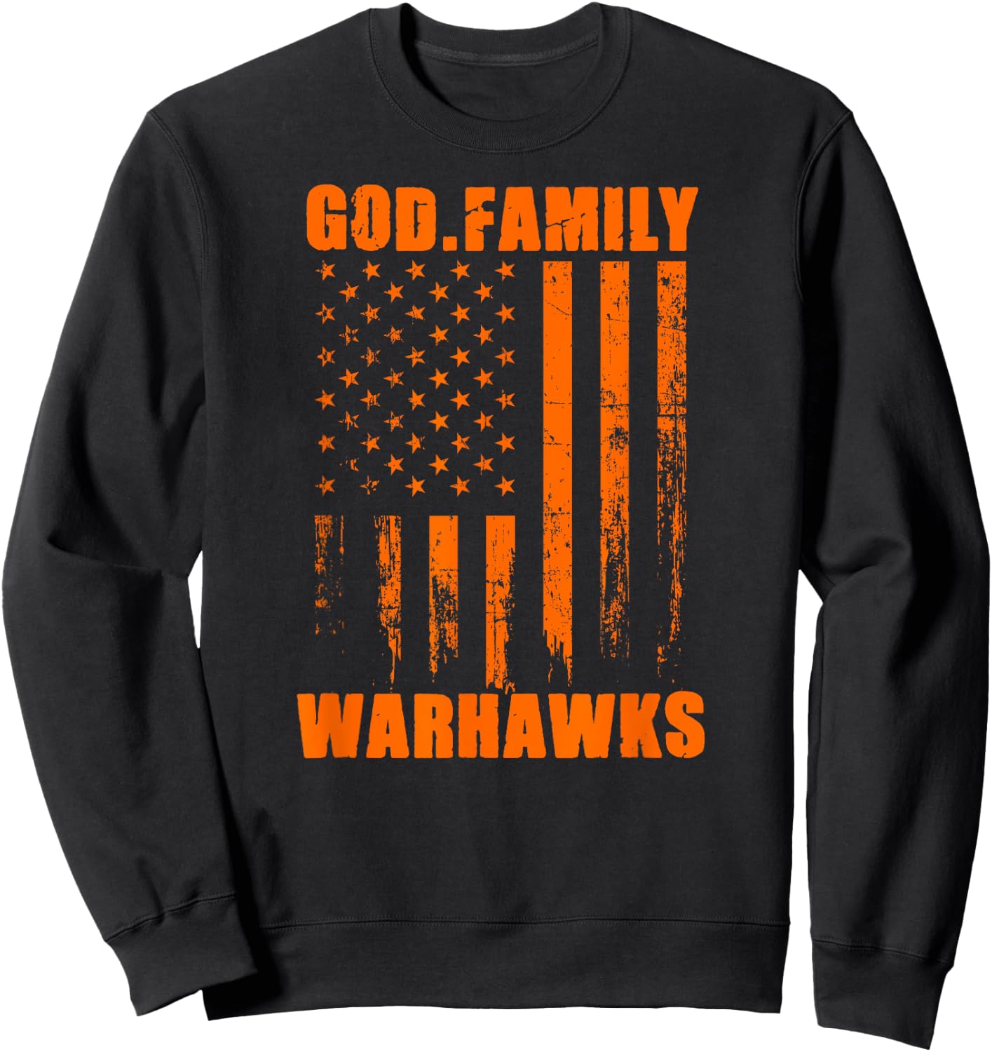 Seminole Warhawks God. Family. Vintage USA Flag Sweatshirt - Sweatshirt | Black
