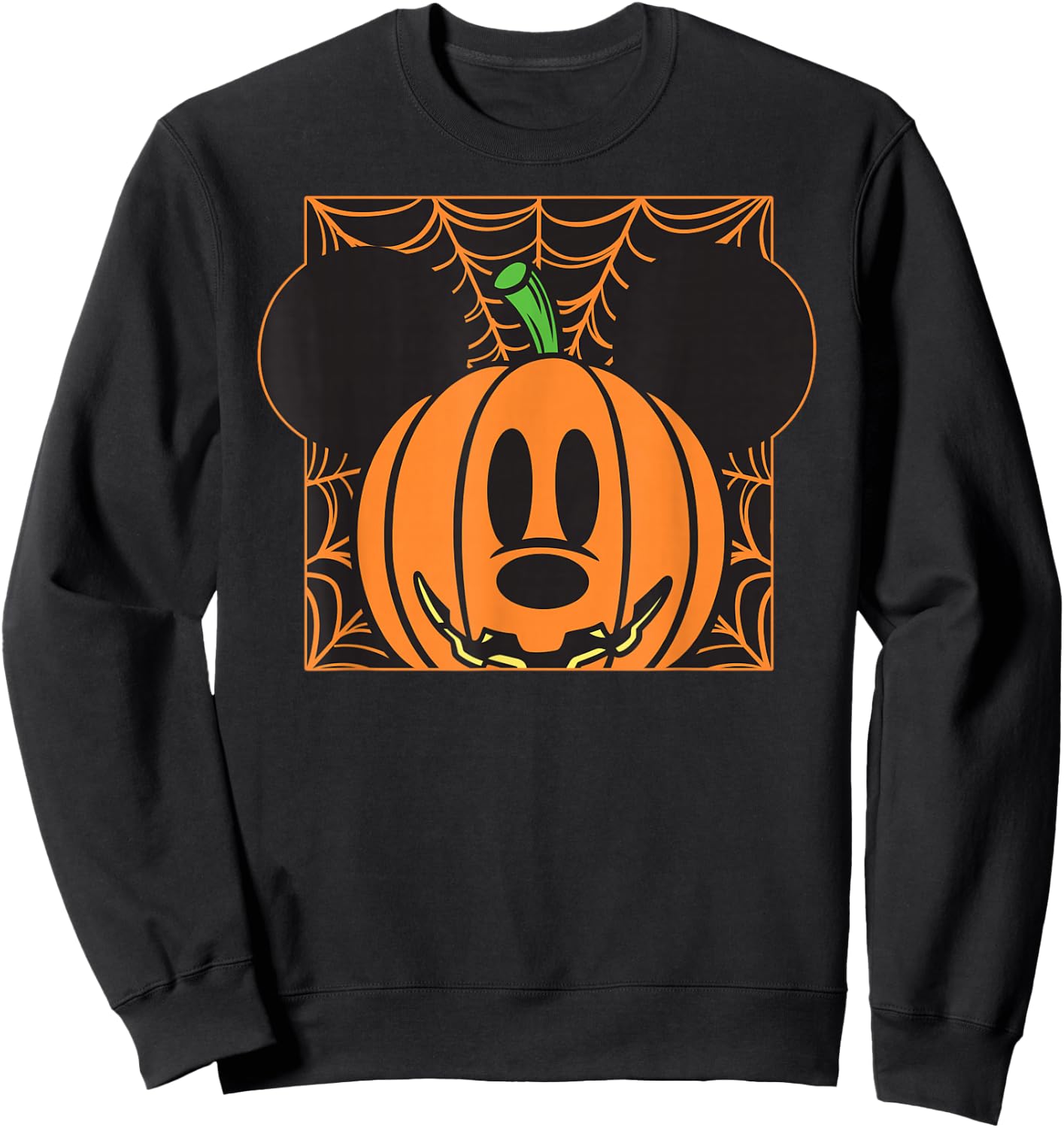 Disney - Mickey Mouse Pumpkin Web Halloween Sweatshirt - Sweatshirt | Black
