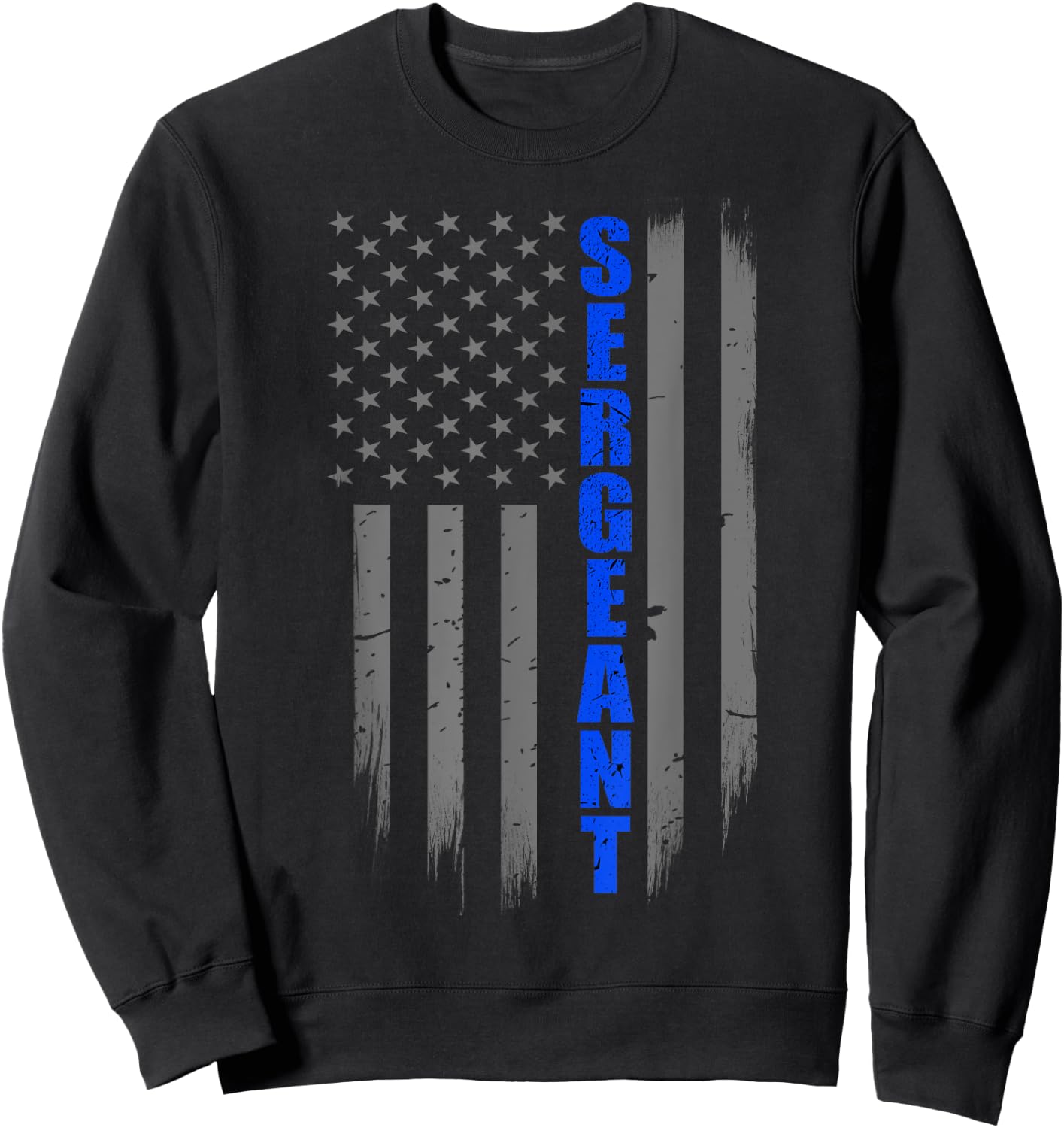 Police Sergeant Gift - Thin Blue Line Flag Sweatshirt - Sweatshirt | Black