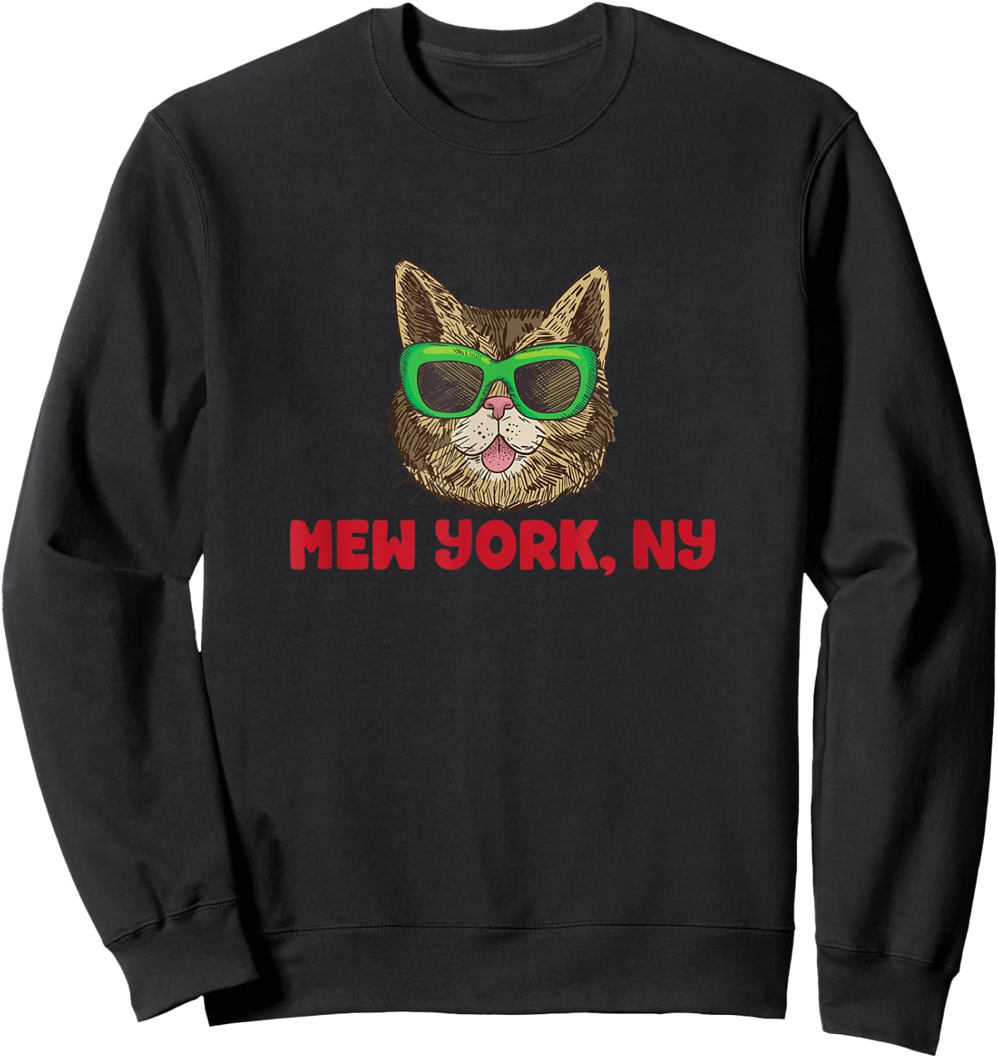 Mew York (New York) - Funny NY City State Cat Pun Men Women Girls Kids Sweatshirt - Sweatshirt | Black