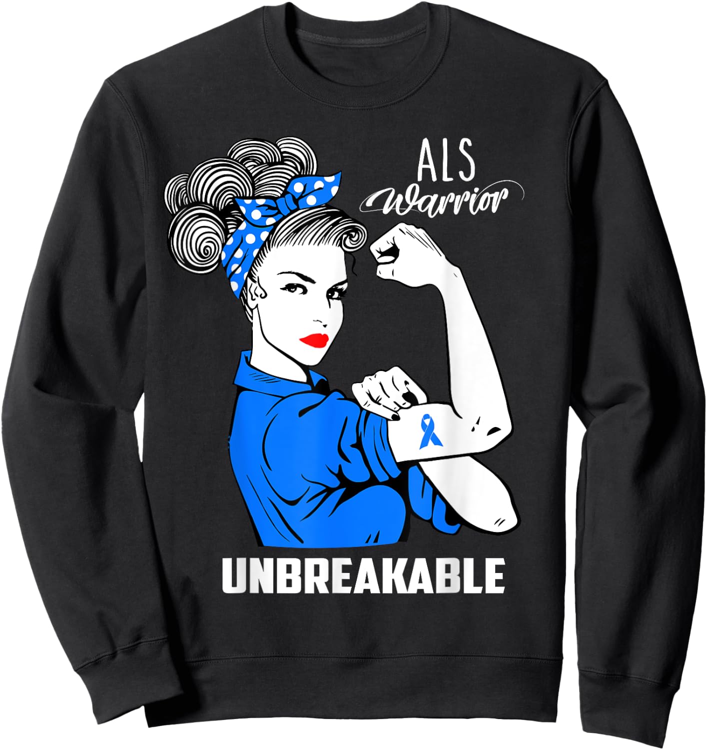 ALS Warrior Unbreakable Shirt ALS Awareness Gift Sweatshirt - Sweatshirt | Black