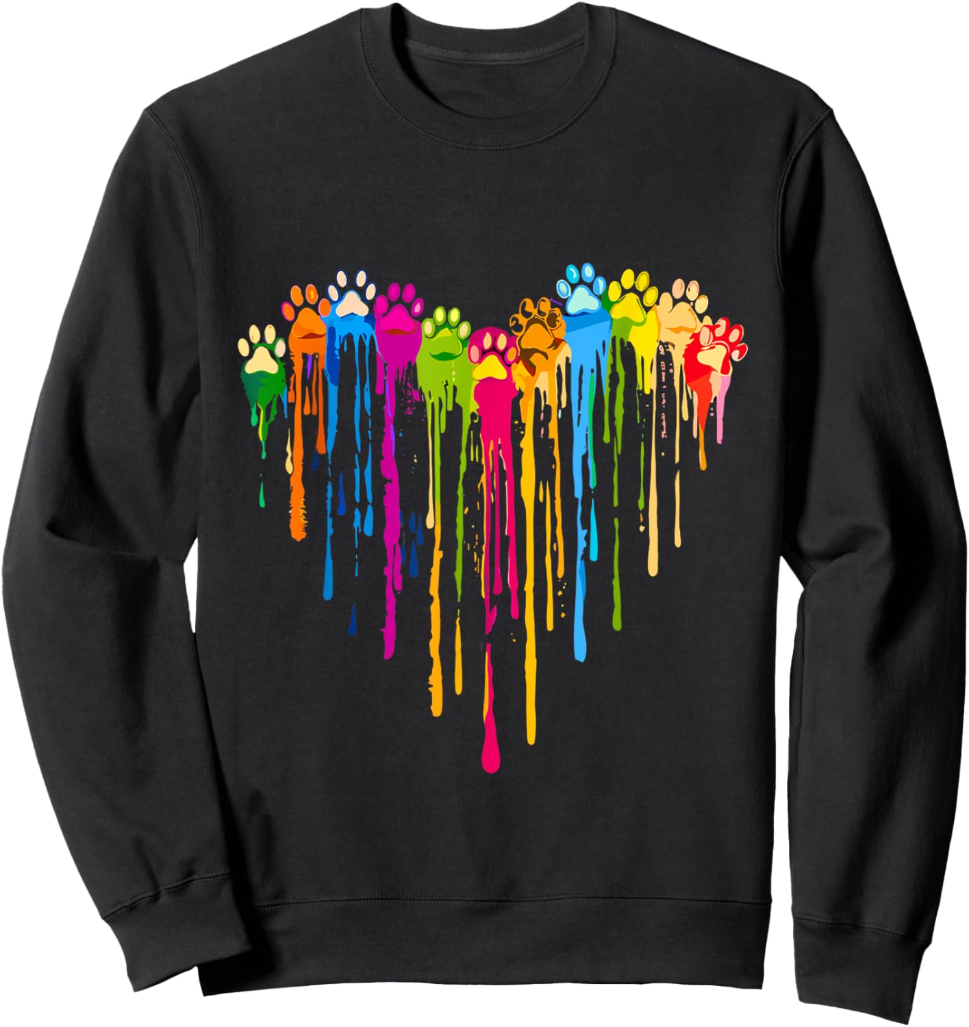Funny Colorful Dog Paw Heart Cute Cat Design Men Sweatshirt - Sweatshirt | Black