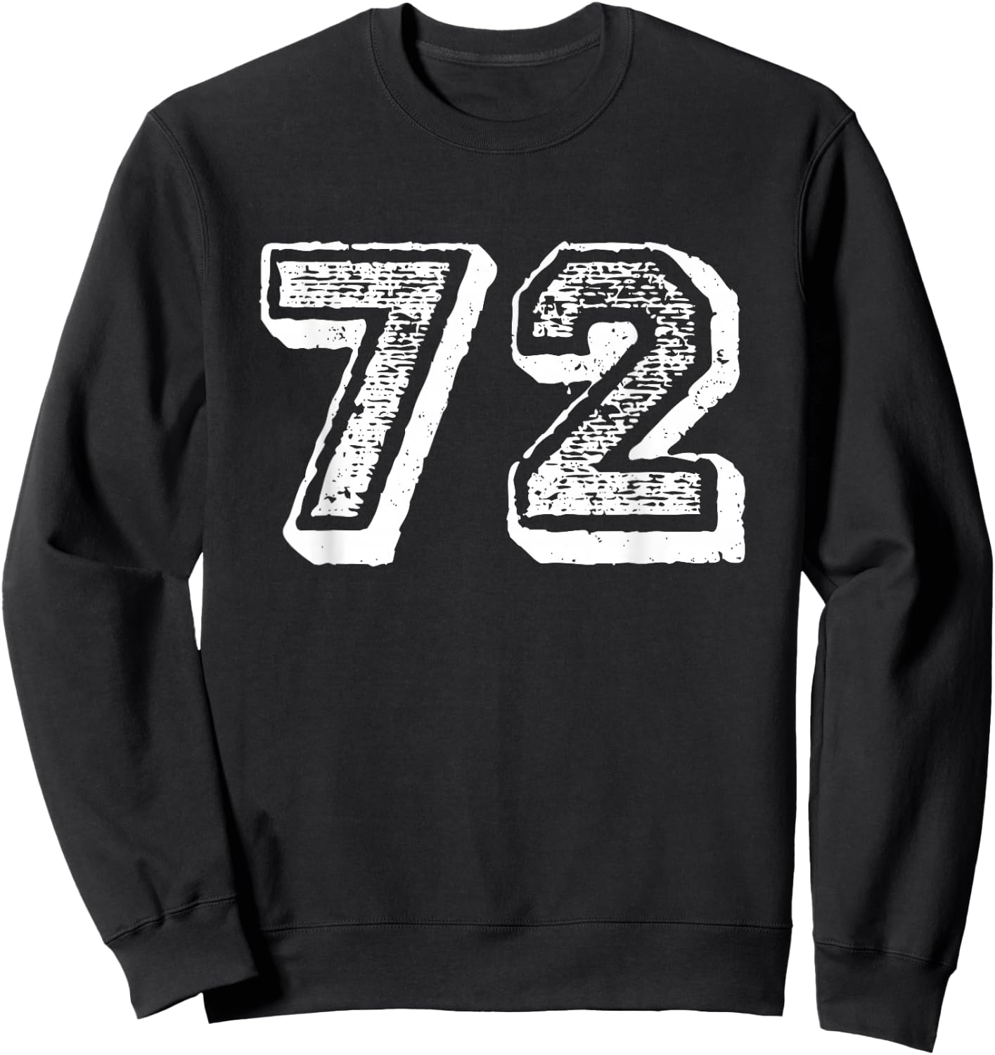 Number 72 Sports Jersey Player #72 Fan Front Print Vintage Sweatshirt - Sweatshirt | Black