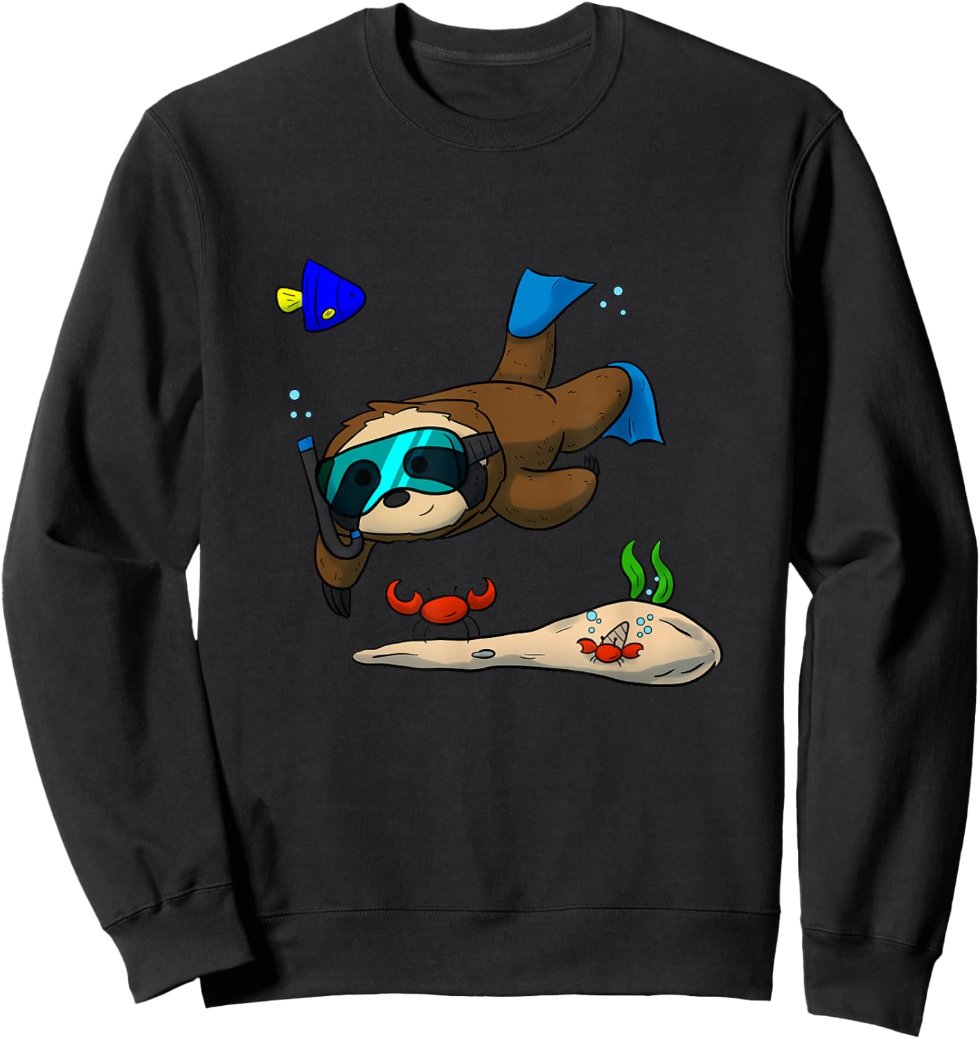 Scuba Diving Snorkeling Lazy Sloth Diver Swimming Sweatshirt - Sweatshirt | Black