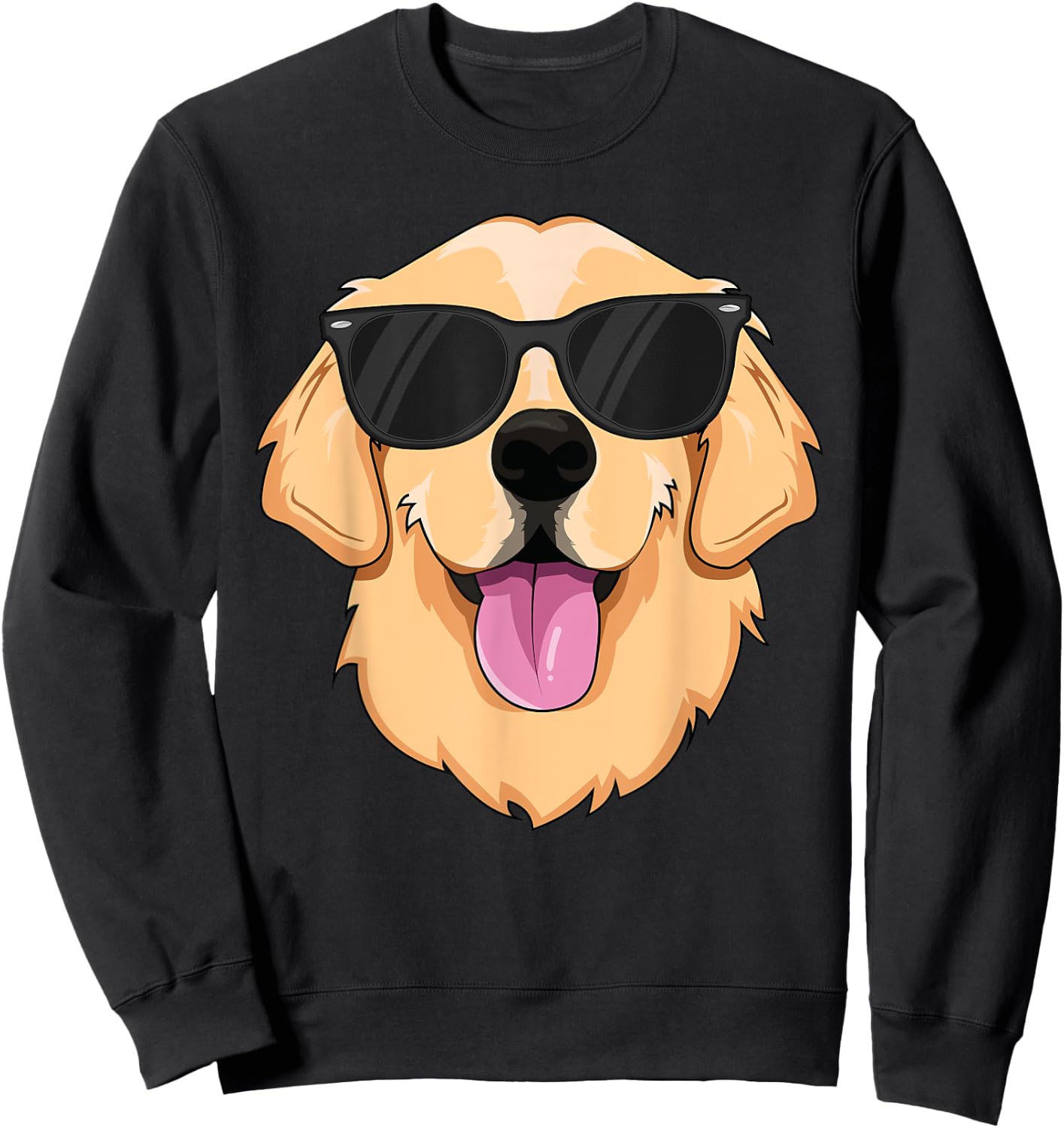 Cool Golden Retriever Sunglasses Dude Kids Boys Dog Lover Sweatshirt - Sweatshirt | Black