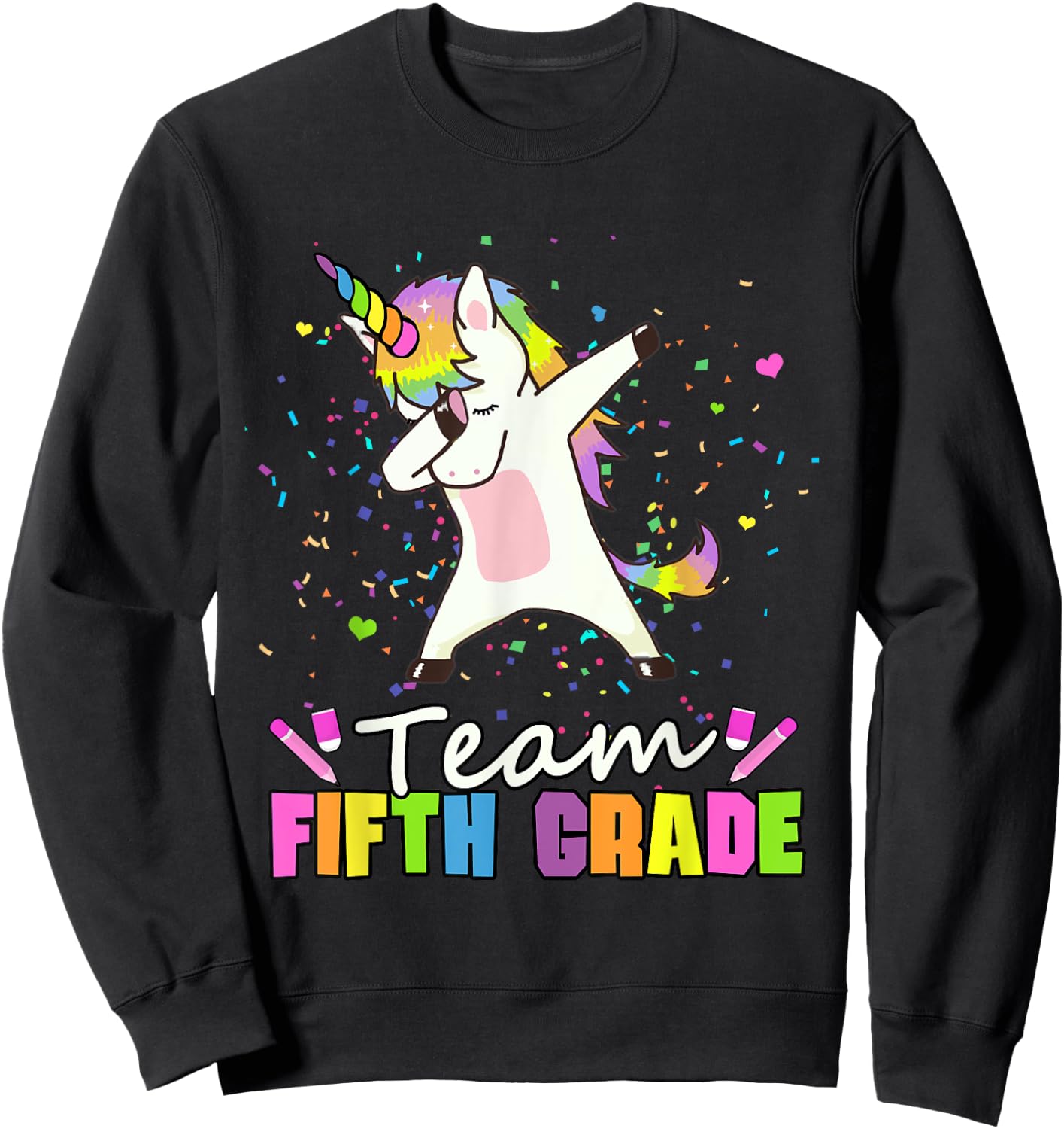 Unicorn Team 5th Grade - Fifth Grade Squad Sweatshirt - Sweatshirt | Black