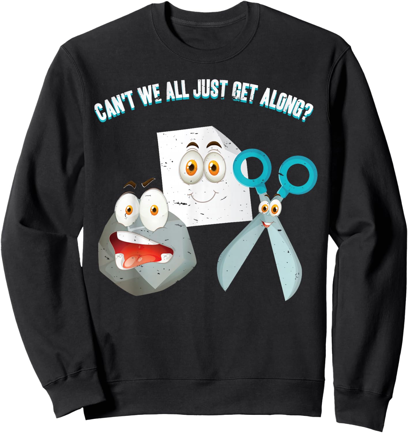 Can't We All Just Get Along? Rock Paper Scissors Sweatshirt - Sweatshirt | Black