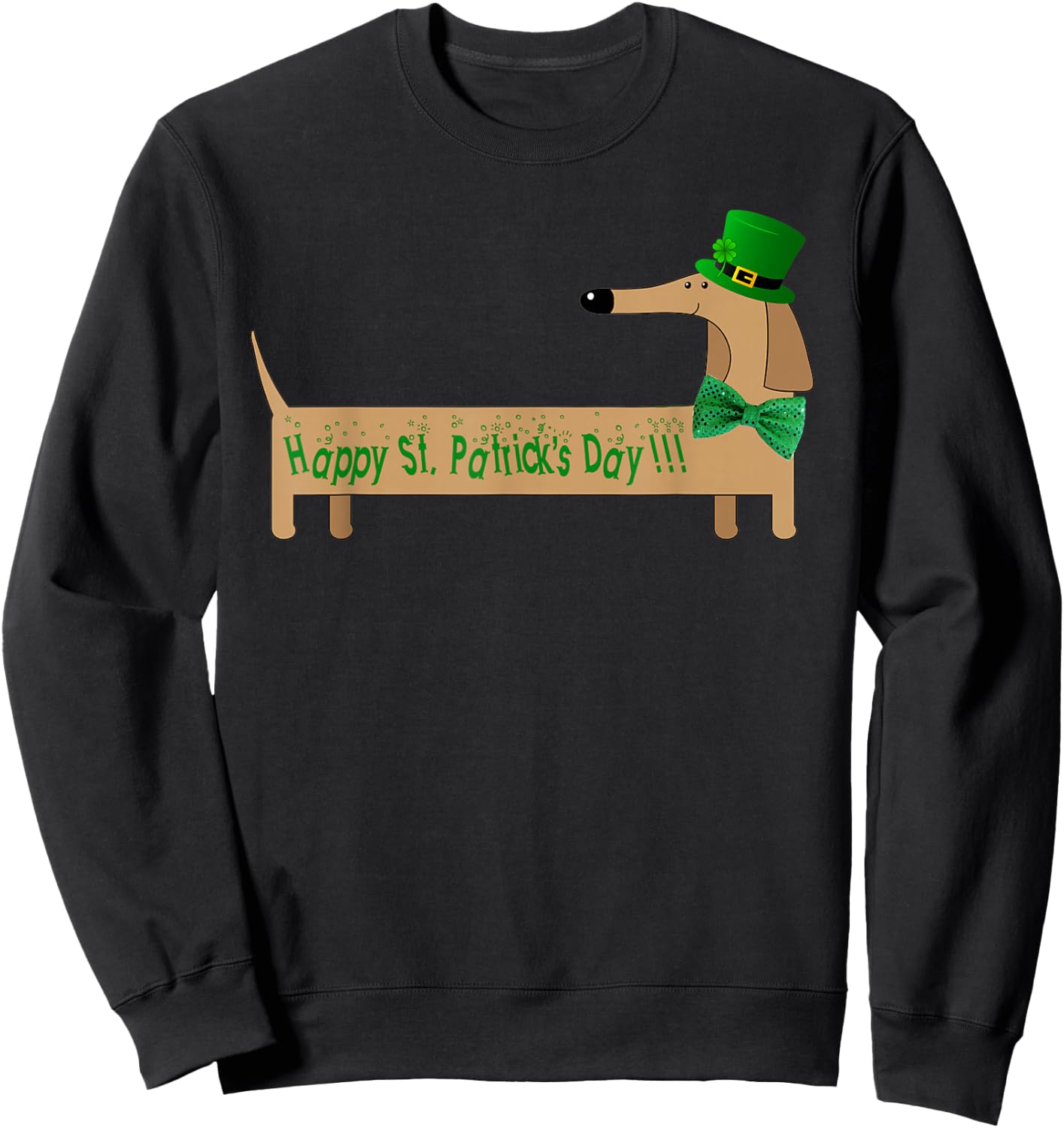Cute Saint Patrick's Dachshund Doxie Wiener Dog Lover Men Women Kids Sweatshirt - Sweatshirt | Black