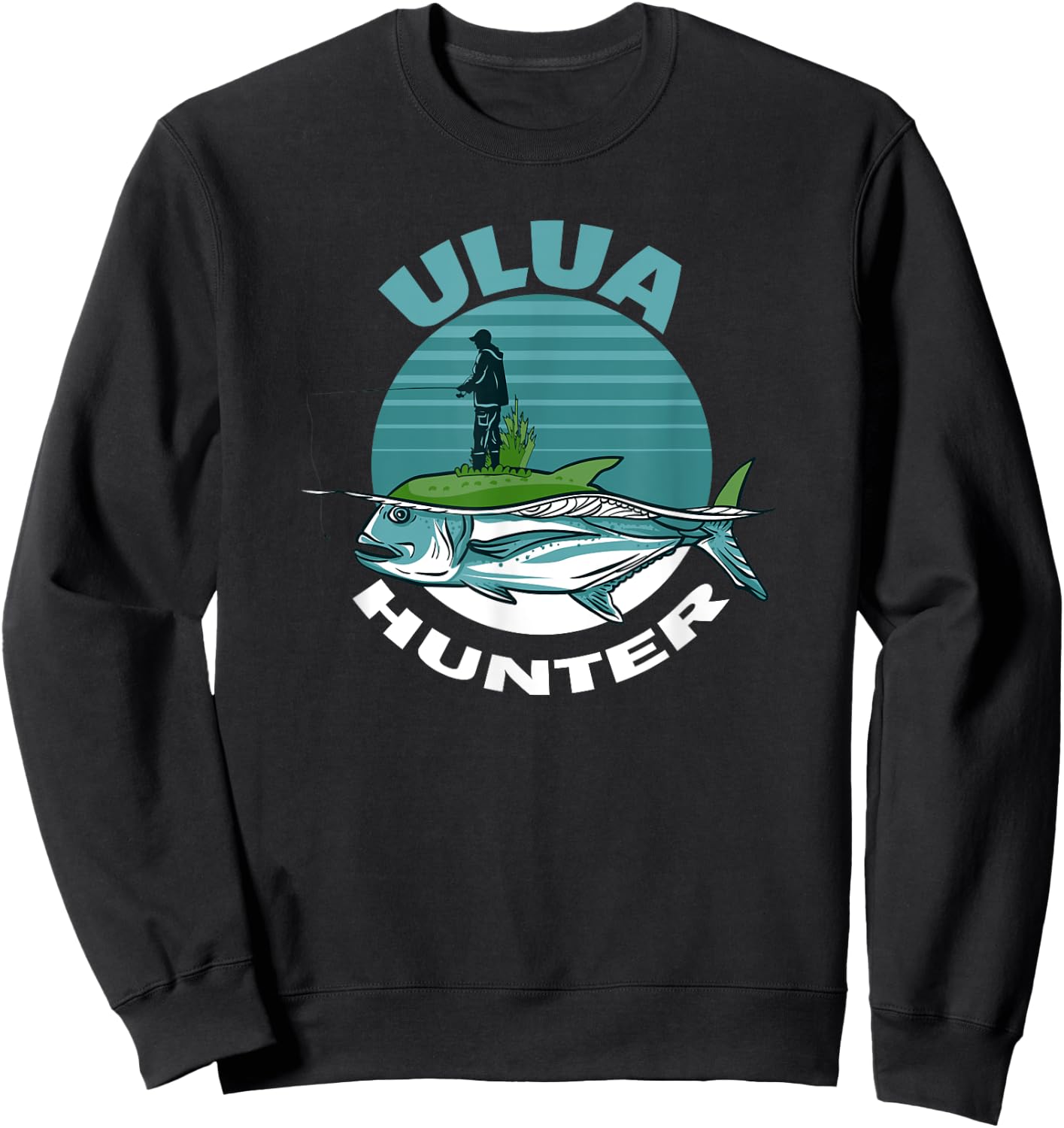 Giant Trevally Ulua Fishing Hunter Sweatshirt - Sweatshirt | Black