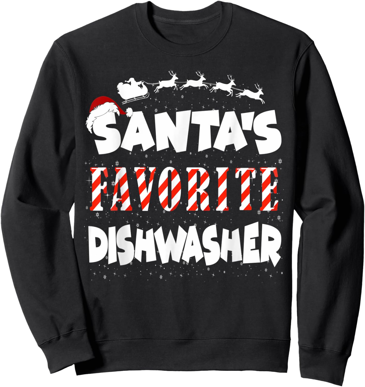 Santa's Favorite Dishwasher - Christmas Sweatshirt - Sweatshirt | Black