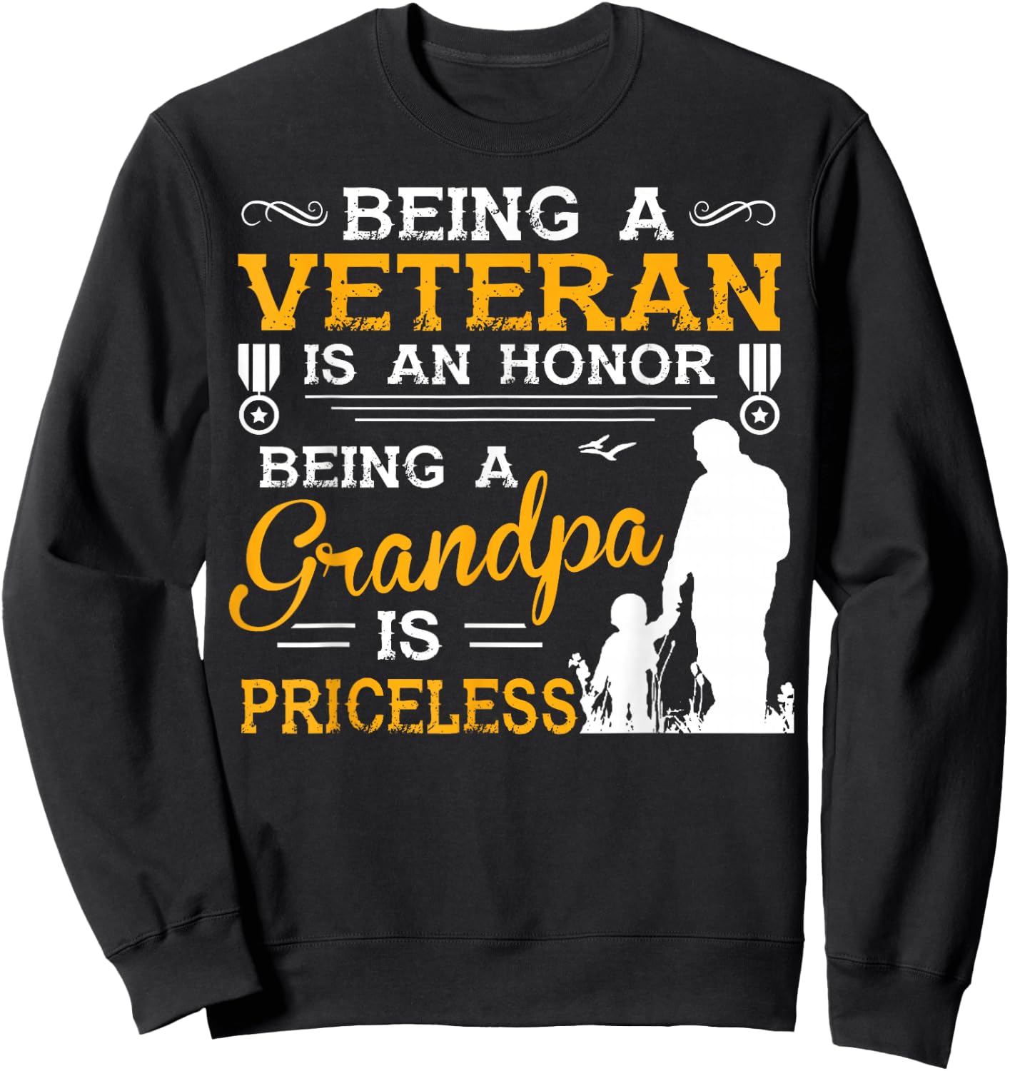 Veteran Grandpa Gift Grandfather Sweatshirt - Sweatshirt | Black