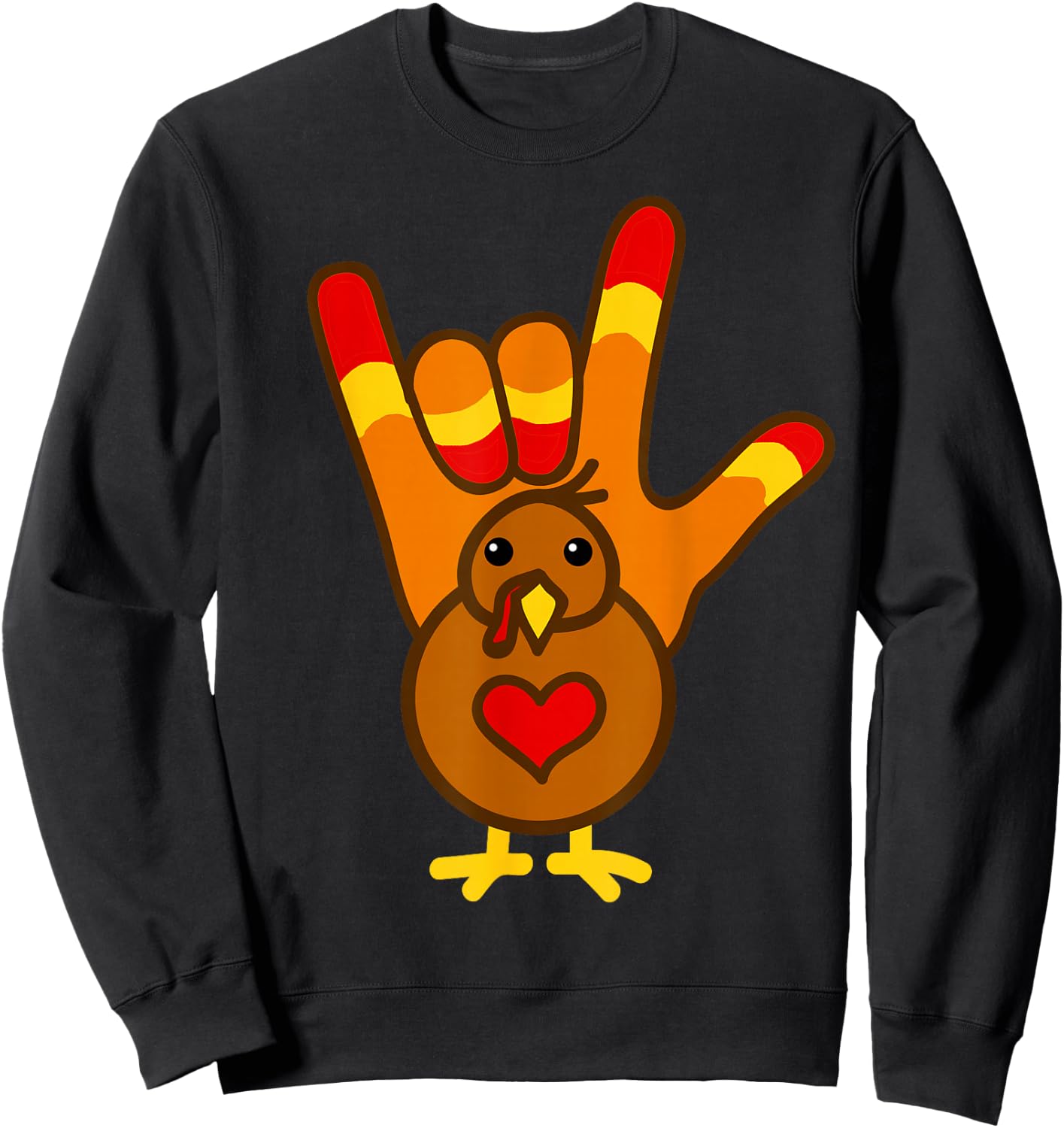 ASL I Love You, Thanksgiving Turkey Shirt Sweatshirt - Sweatshirt | Black