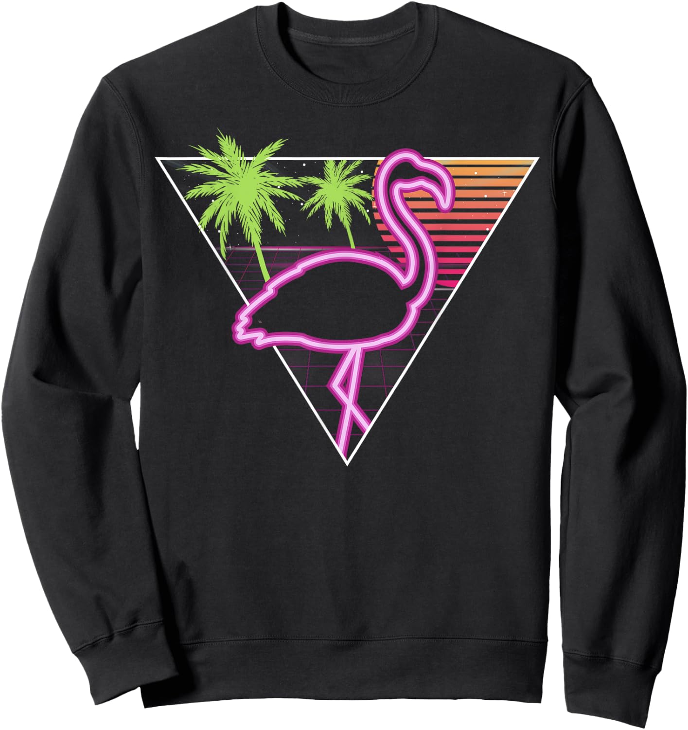 Vintage Pink Flamingo Retro Look Miami 1980s Gift Sweatshirt - Sweatshirt | Black