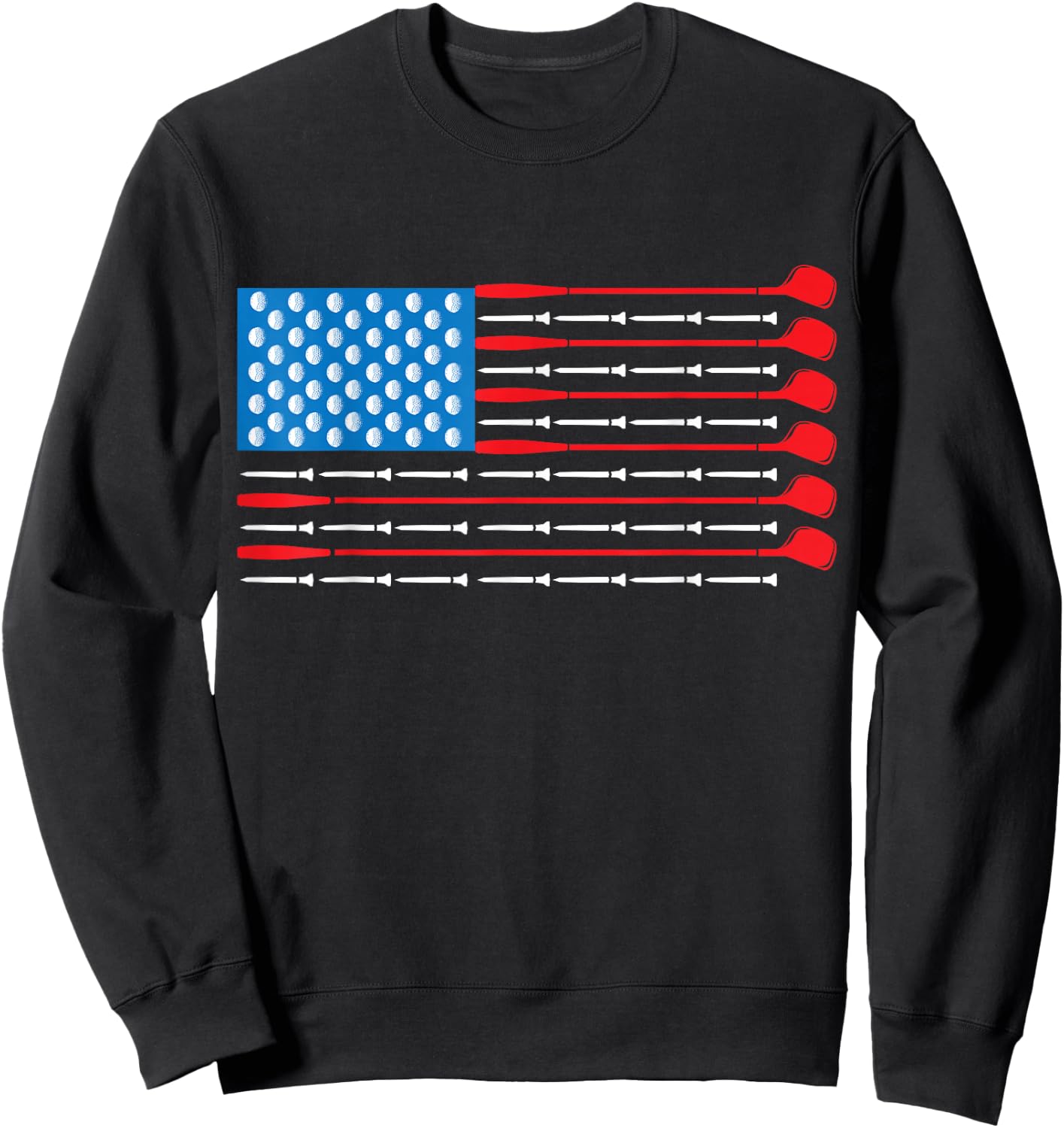 Patriotic Golf Shirt - USA Flag Golf Clubs & Golf Balls Sweatshirt - Sweatshirt | Black
