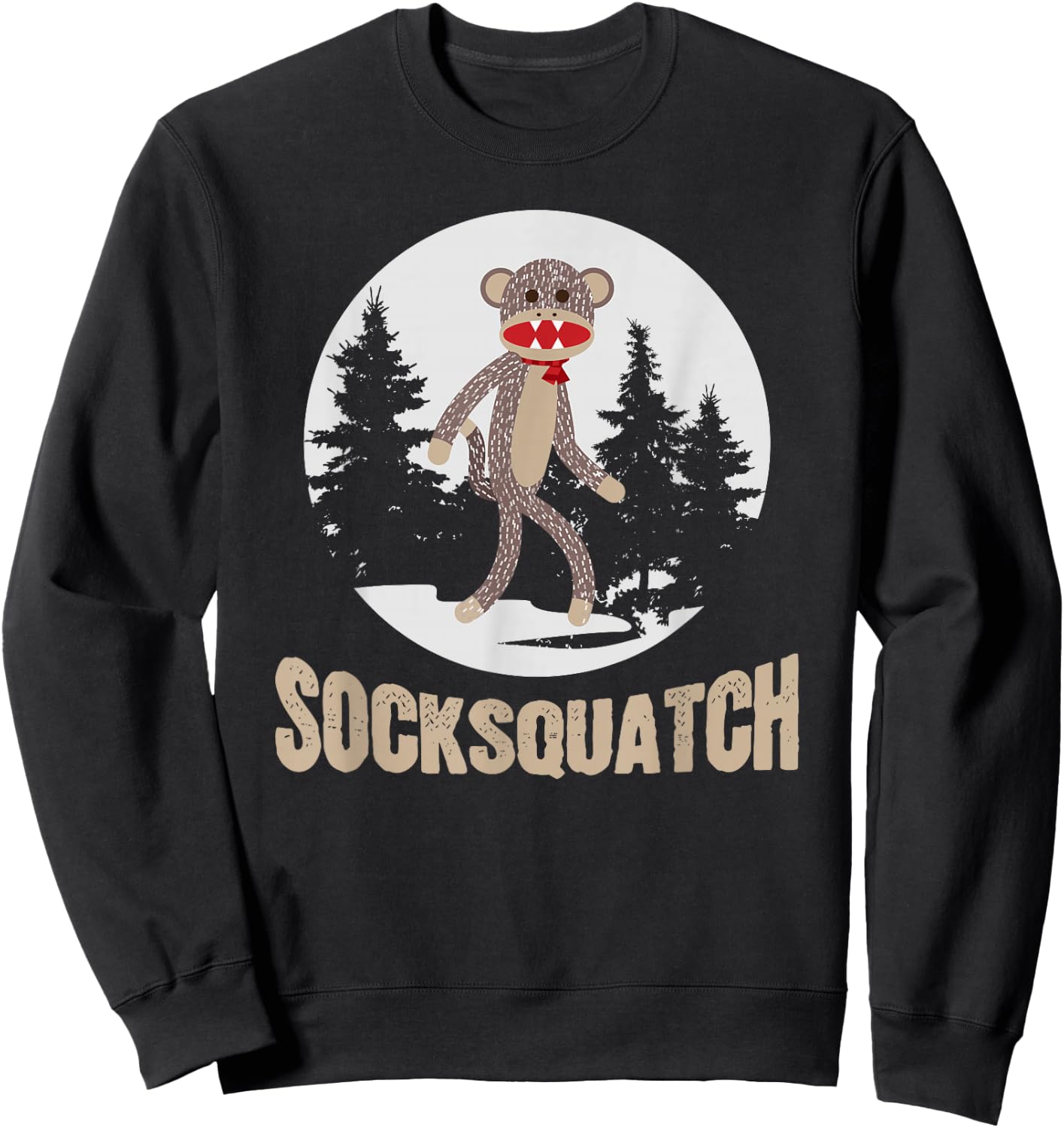 Funny Bigfoot Sighting Sock Monkey Sasquatch Socksquatch Sweatshirt - Sweatshirt | Black