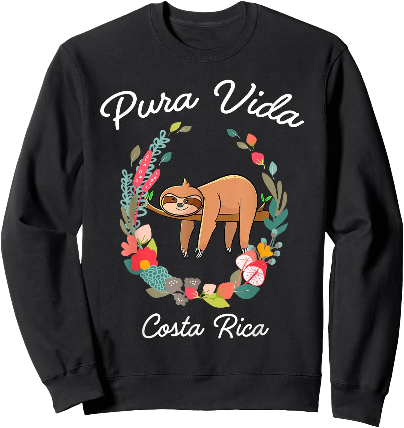 Costa Rica Pura Vida Sloth Sweatshirt - Sweatshirt | Black