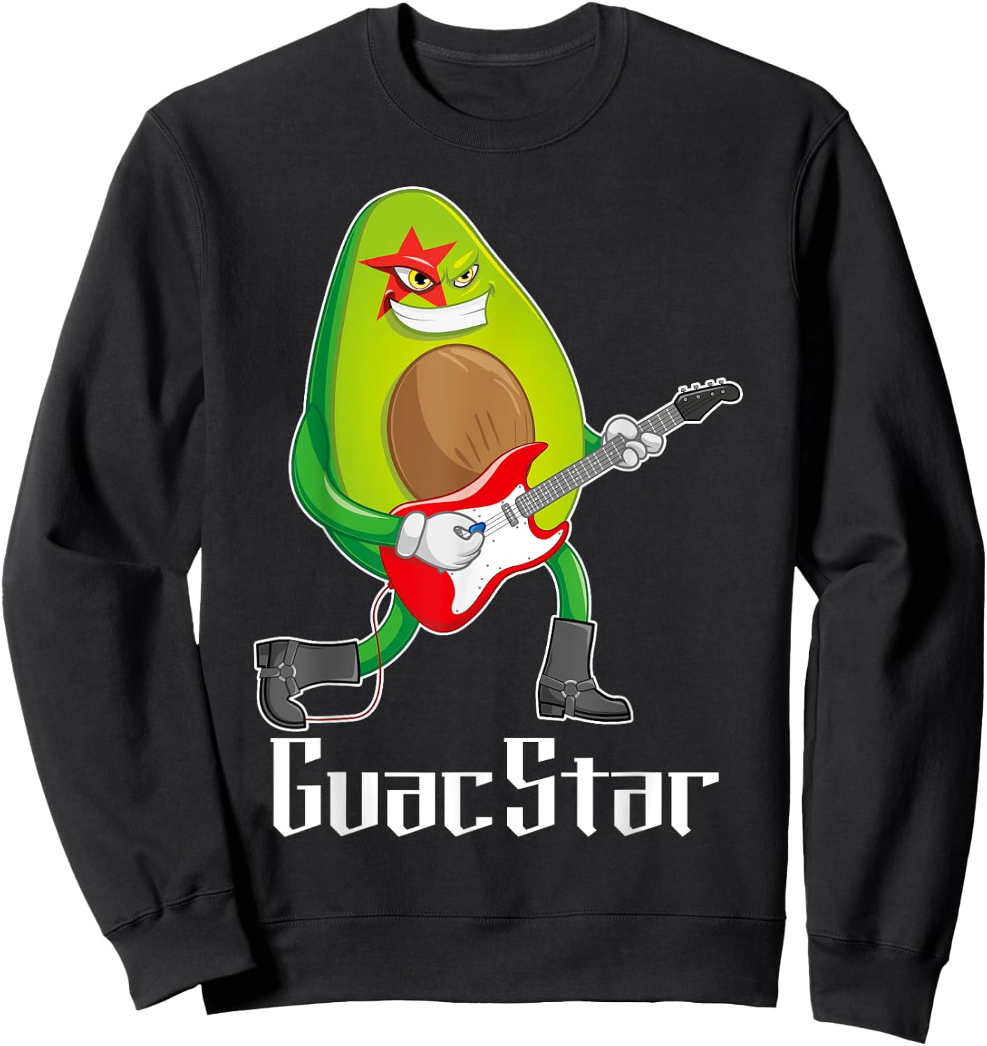 Guac Star - Avocado Rock Star Funny Guacamole Sweatshirt - Sweatshirt | Black