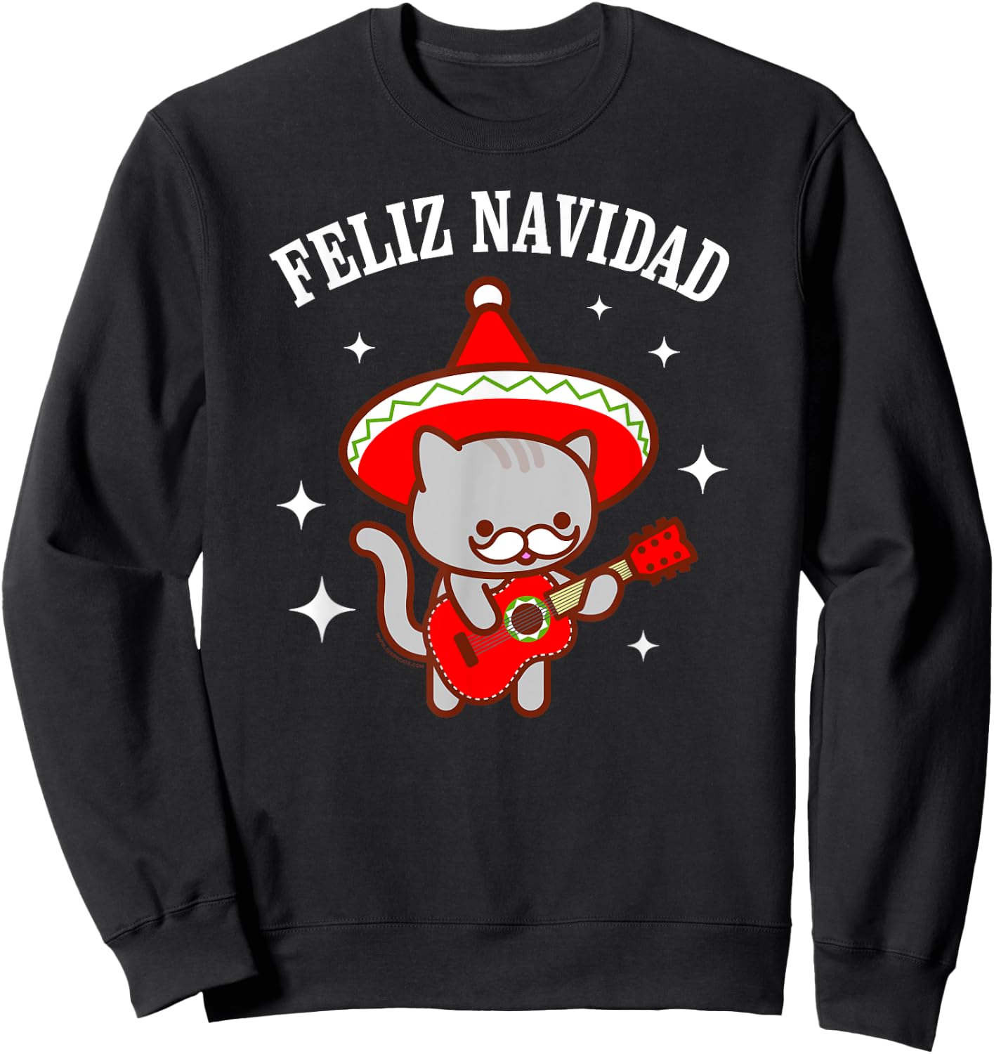 Funny Cat - "Feliz Navidad" Christmas Sweatshirt - Sweatshirt | Black