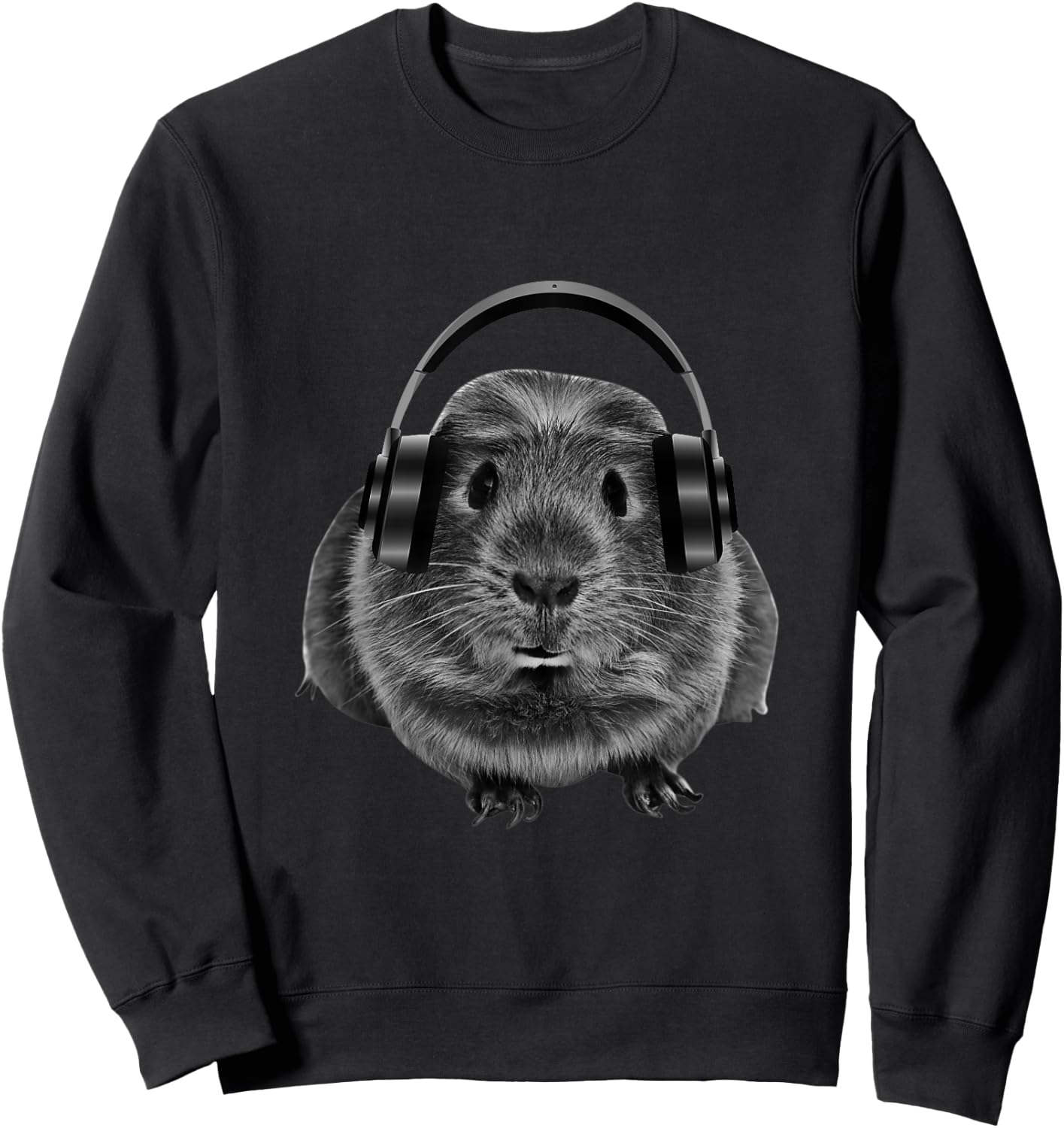 Funny Guinea Pig Graphic Guinea Pig Shirt Headphones Sweatshirt - Sweatshirt | Black