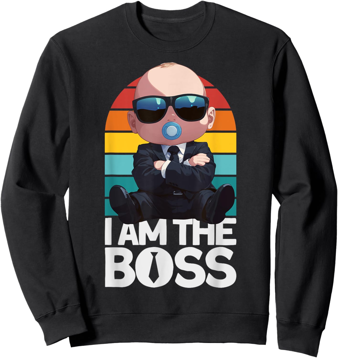 Baby Boss "I Am The Boss" Retro Like A Boss Kids Sweatshirt - Sweatshirt | Black
