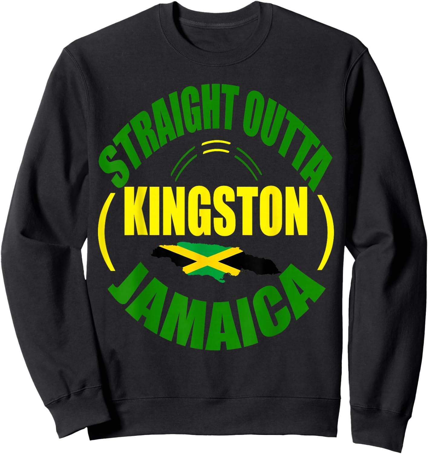 Straight From Kingston Jamaica, Jamaican Flag Sweatshirt - Sweatshirt | Black