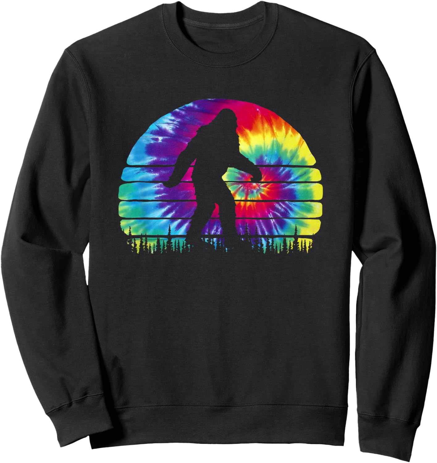 Believe in Bigfoot Tie Dye Design - Hippie Sasquatch Sweatshirt - Sweatshirt | Black