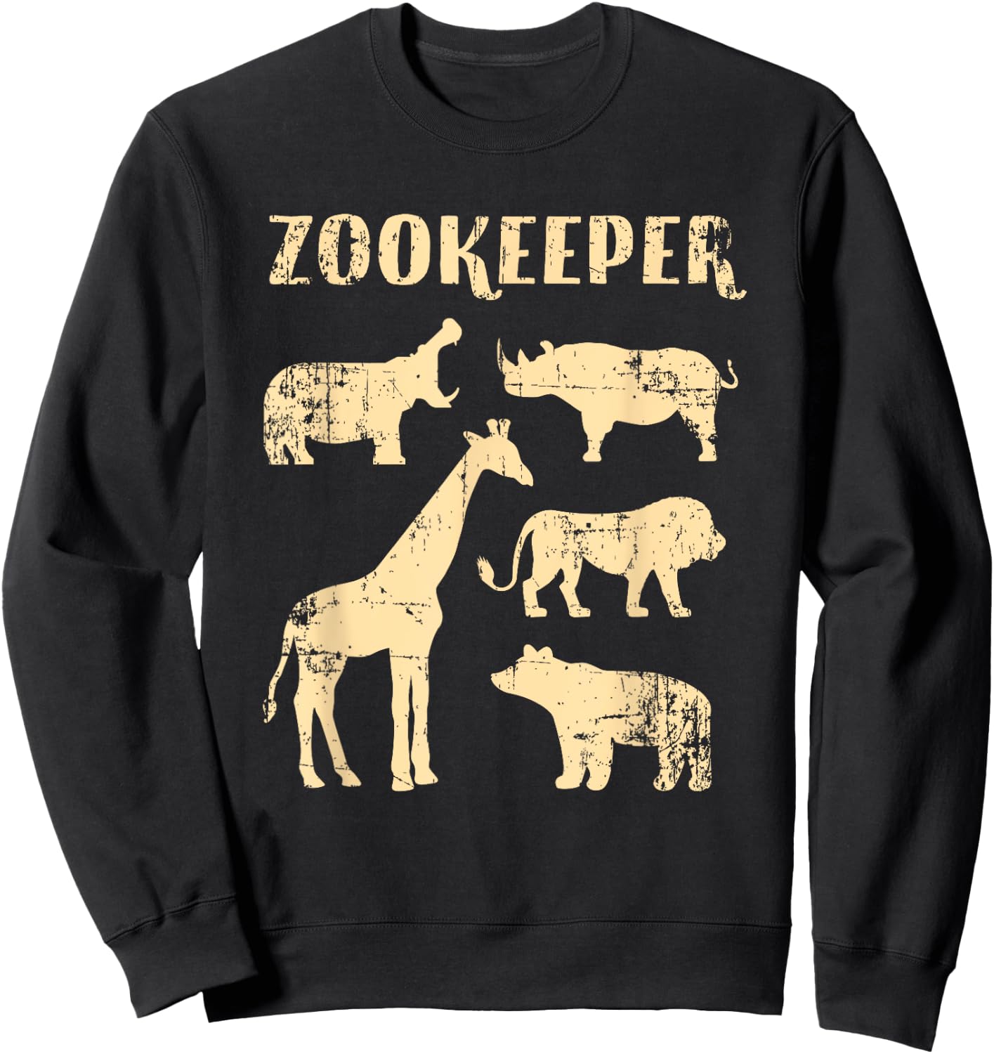 Zookeeper Gifts Beige Text Zoo Keeper Shirt Vintage Animal Sweatshirt - Sweatshirt | Black