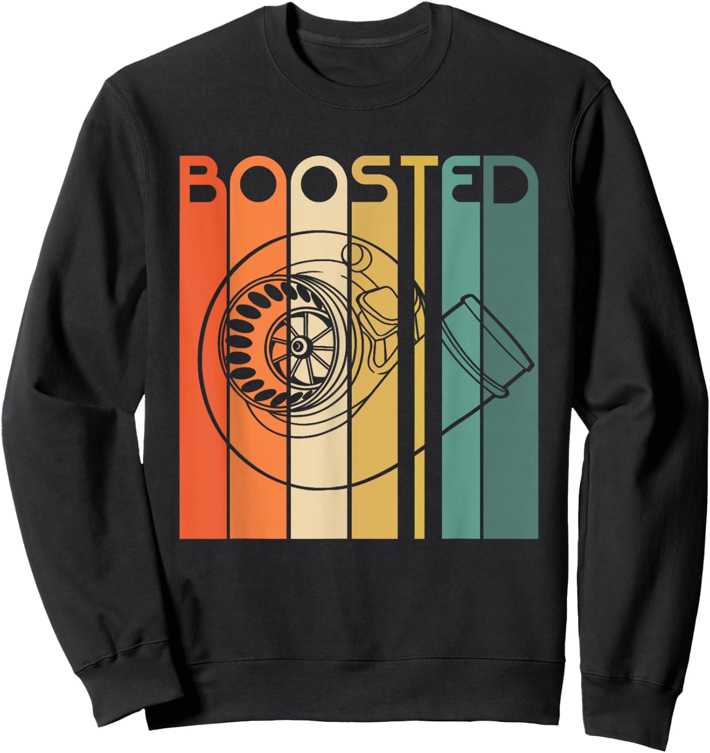 Retro Vintage Turbo Boosted Turbo T Shirt Sweatshirt - Sweatshirt | Black