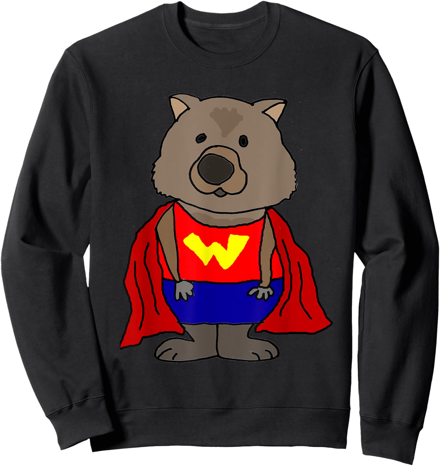 Smilemoretees Funny Wonder Wombat Superhero Sweatshirt - Sweatshirt | Black
