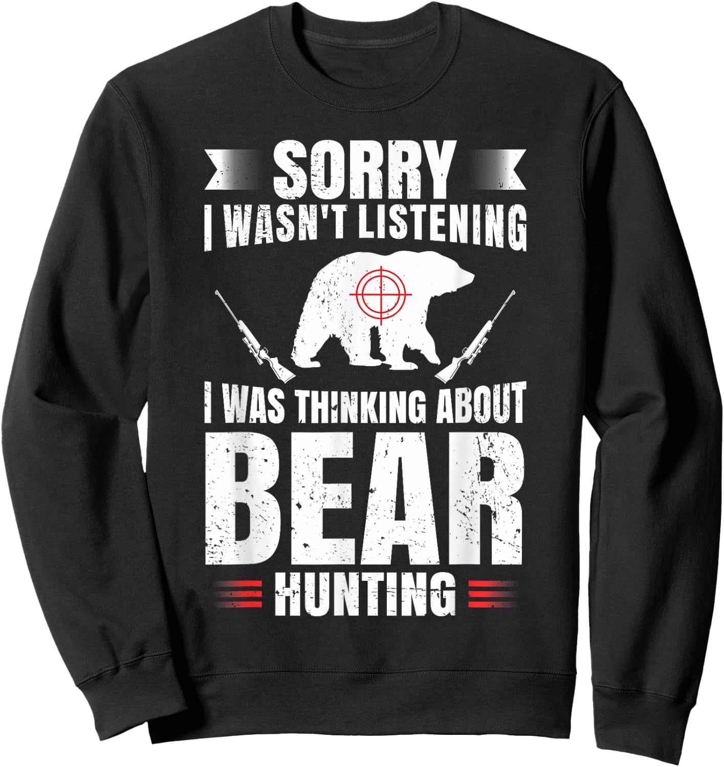 Funny Bear Hunting Lover Fan Hunter Hobby Gun Wildlife Gift Sweatshirt - Sweatshirt | Black