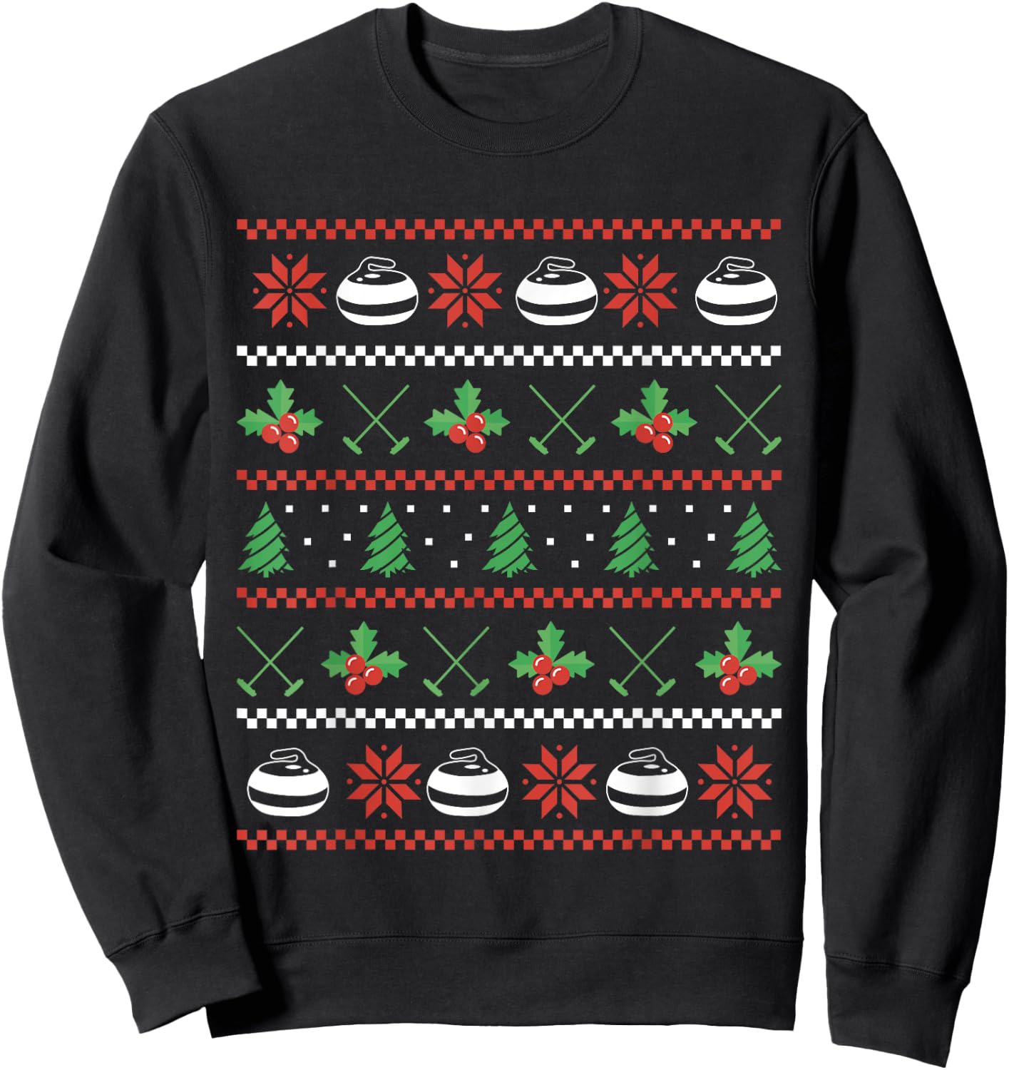 Curler Curling Stone Winter Sports Curling Christmas Sweatshirt - Sweatshirt | Black