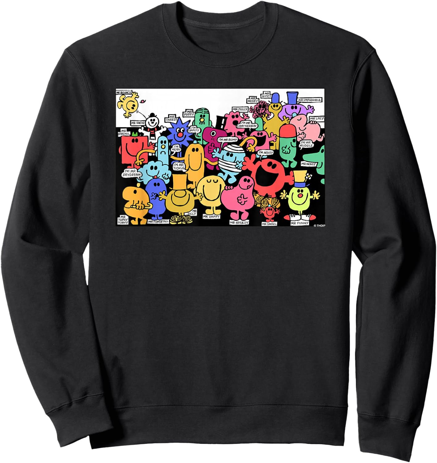 Mr. Men Little Miss Retro Colourful Comic Book Scene Sweatshirt - Sweatshirt | Black