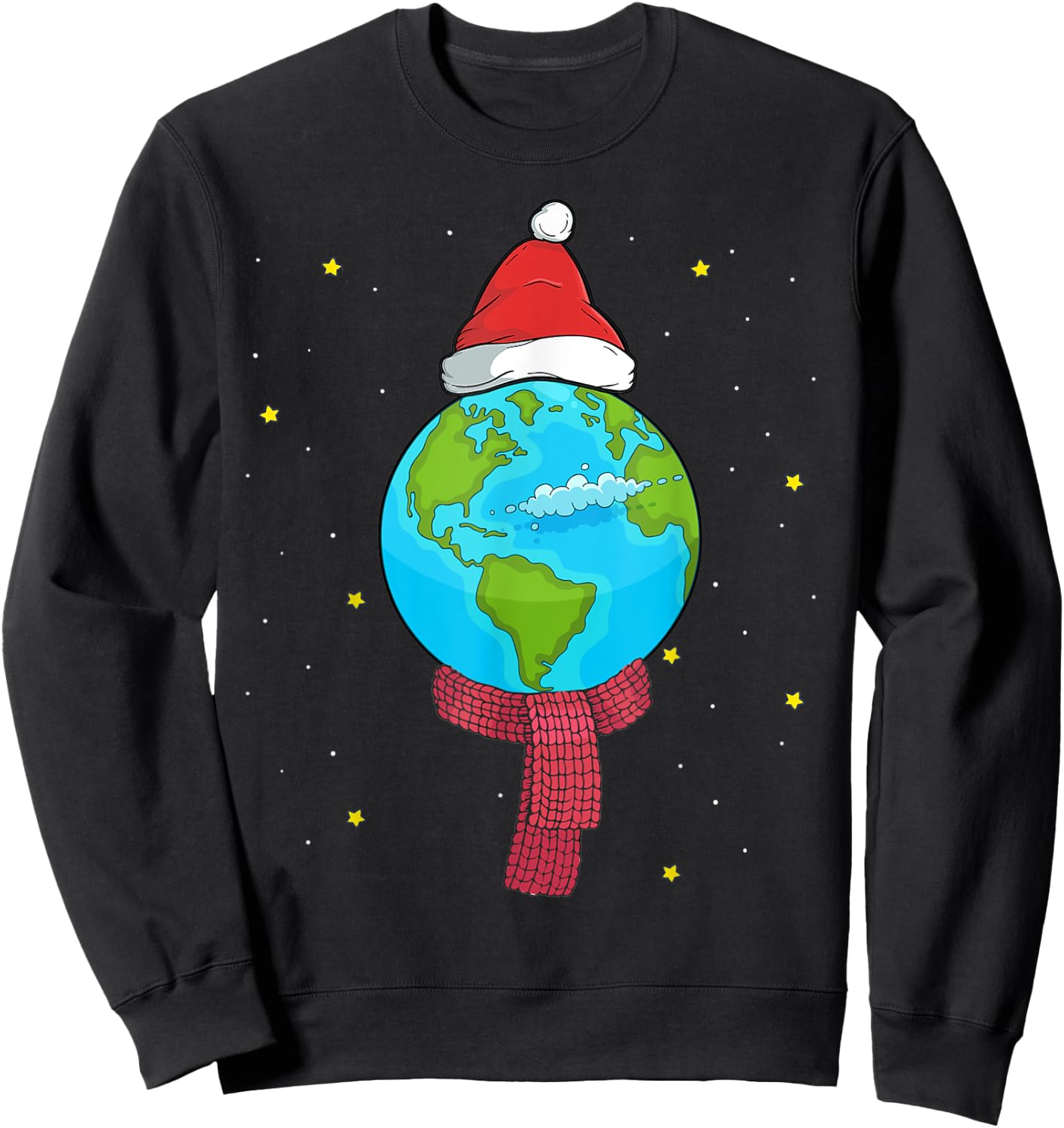Christmas Planet Earth Pajama Top Santa Space Themed Gift Sweatshirt - Sweatshirt | Black