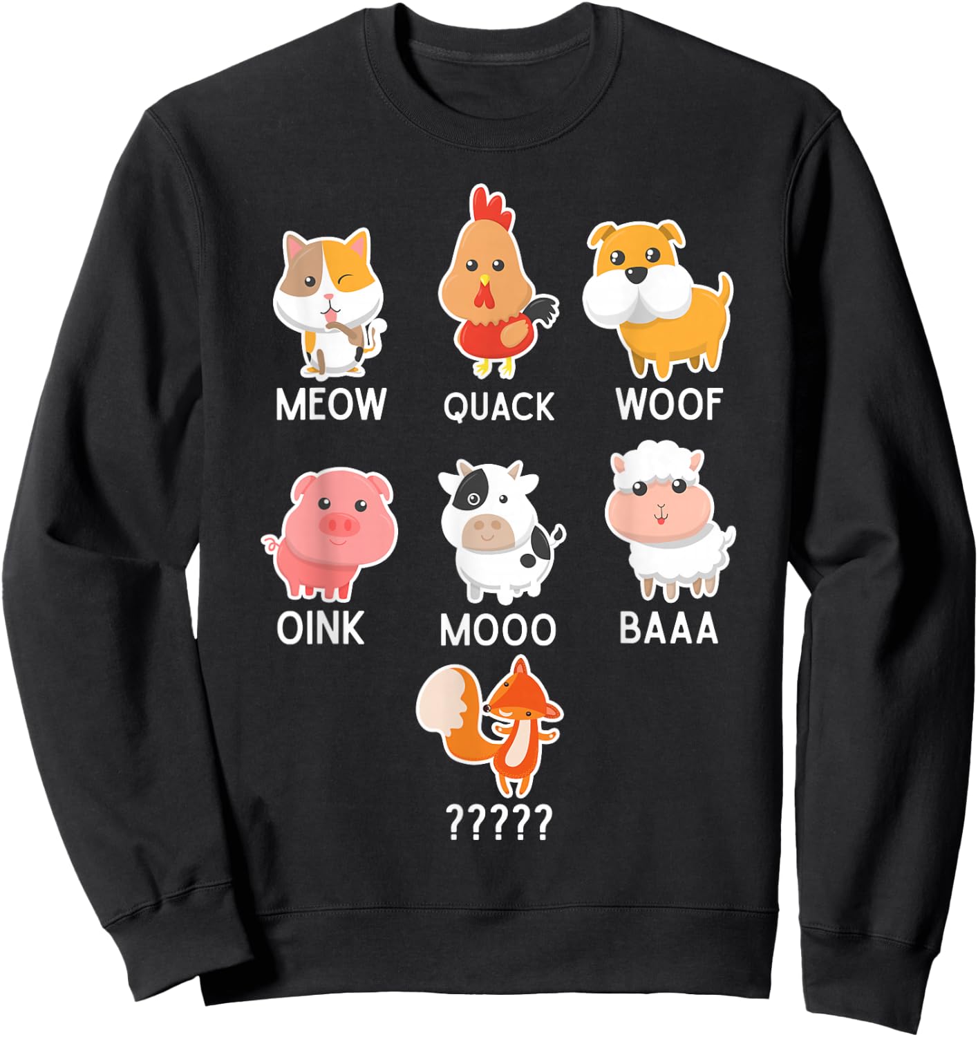 A What Does The Fox Say Animals Sweatshirt - Sweatshirt | Black