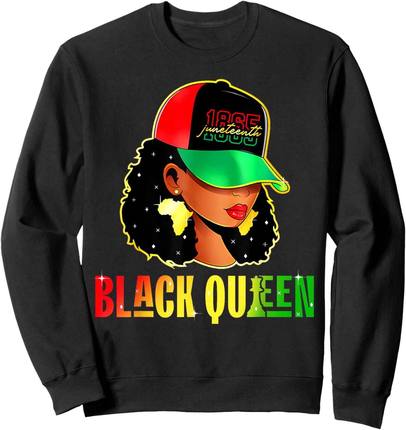 Juneteenth Black Queen Free Since 1865 African Freedom Sweatshirt - Sweatshirt | Black