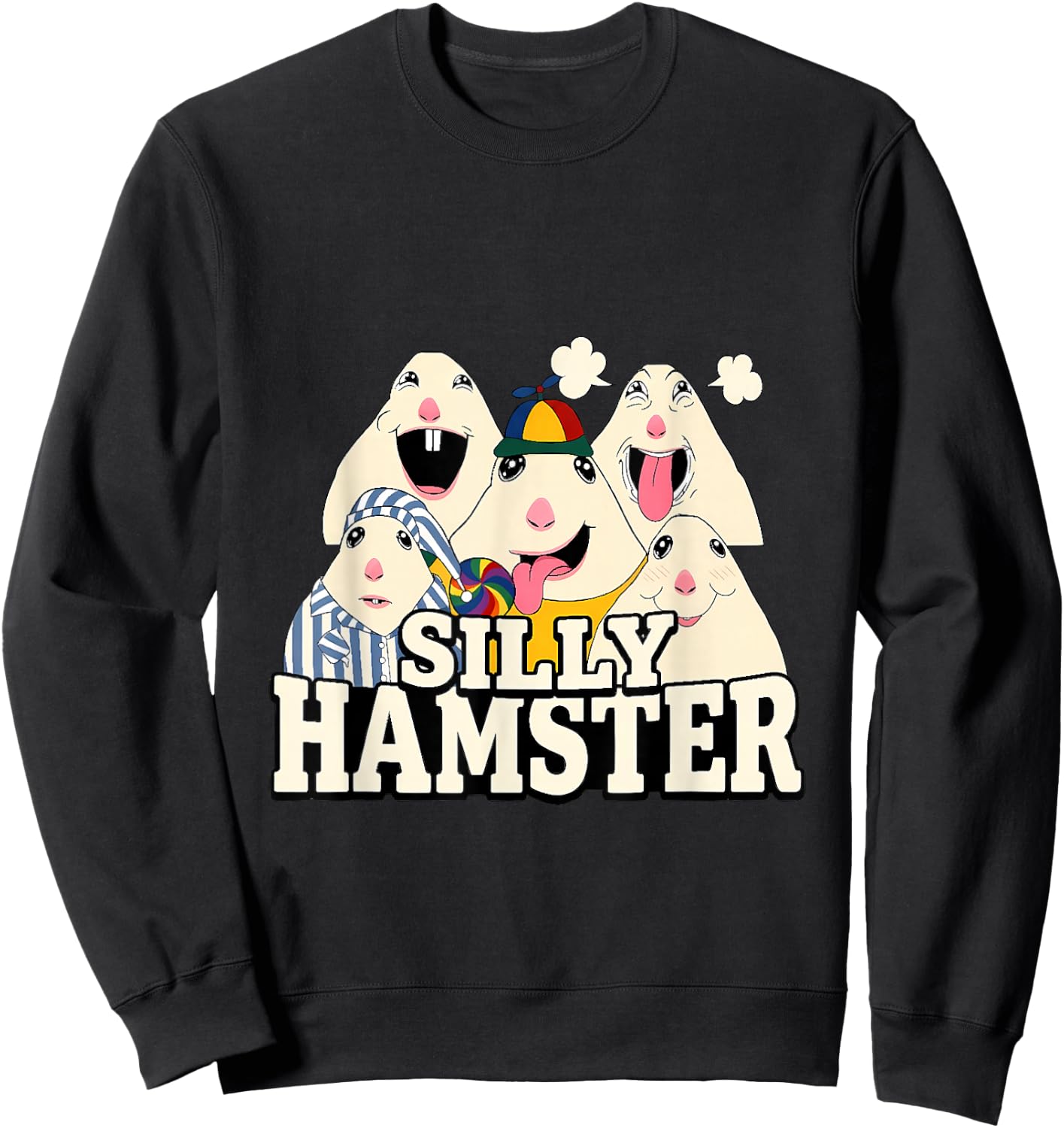 Funny Joke Silly Hamster Brain Rot Meme Sweatshirt - Sweatshirt | Black