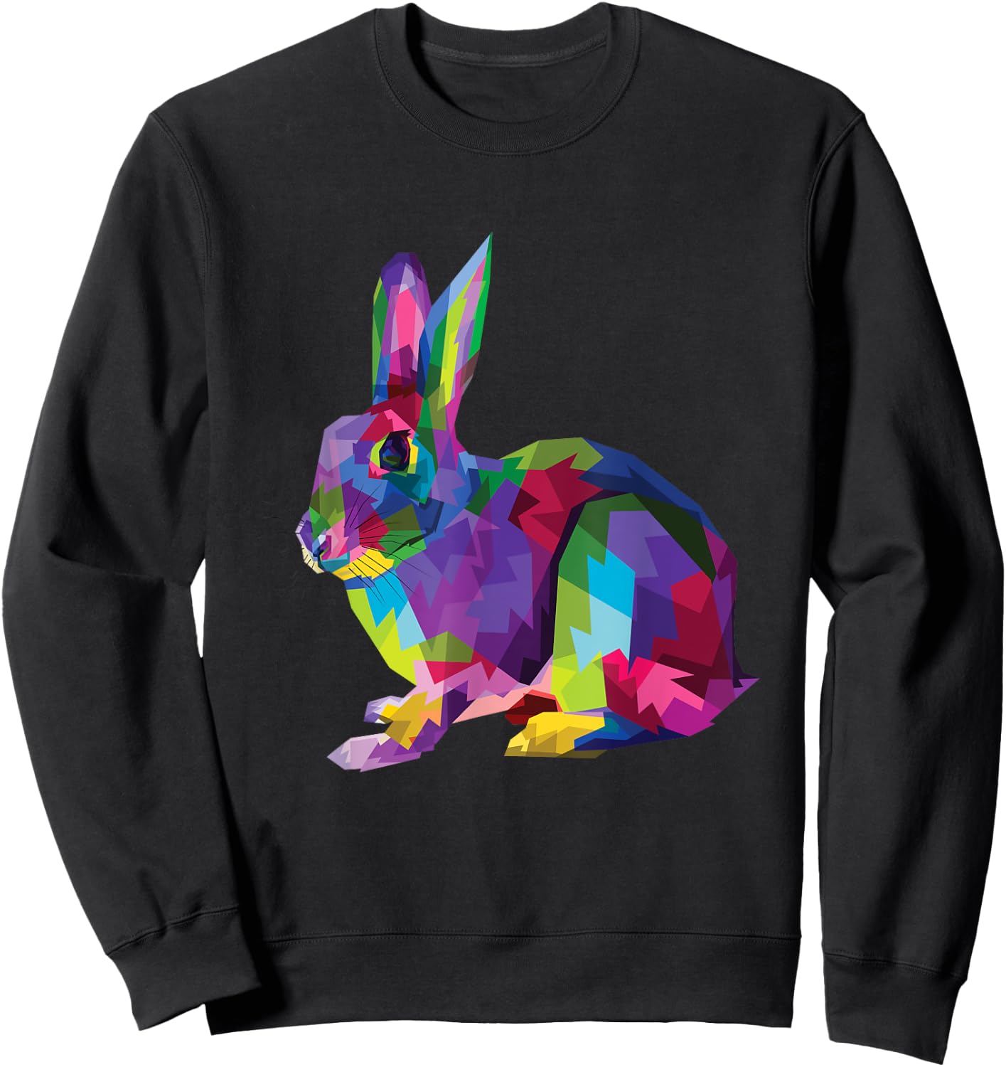 Cute Rainbow Color Bunny Vibrant Meadow Rabbit Tribute Sweatshirt - Sweatshirt | Black