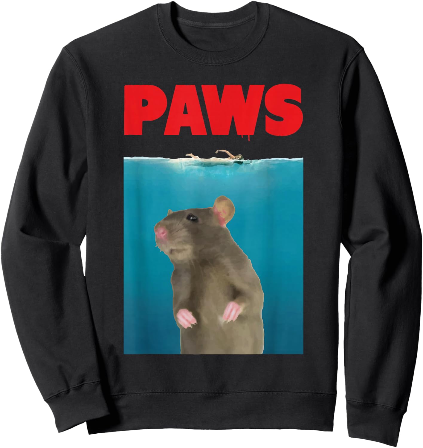 Paws Rat Funny Parody | Mouse Lover Gifts Sweatshirt - Sweatshirt | Black