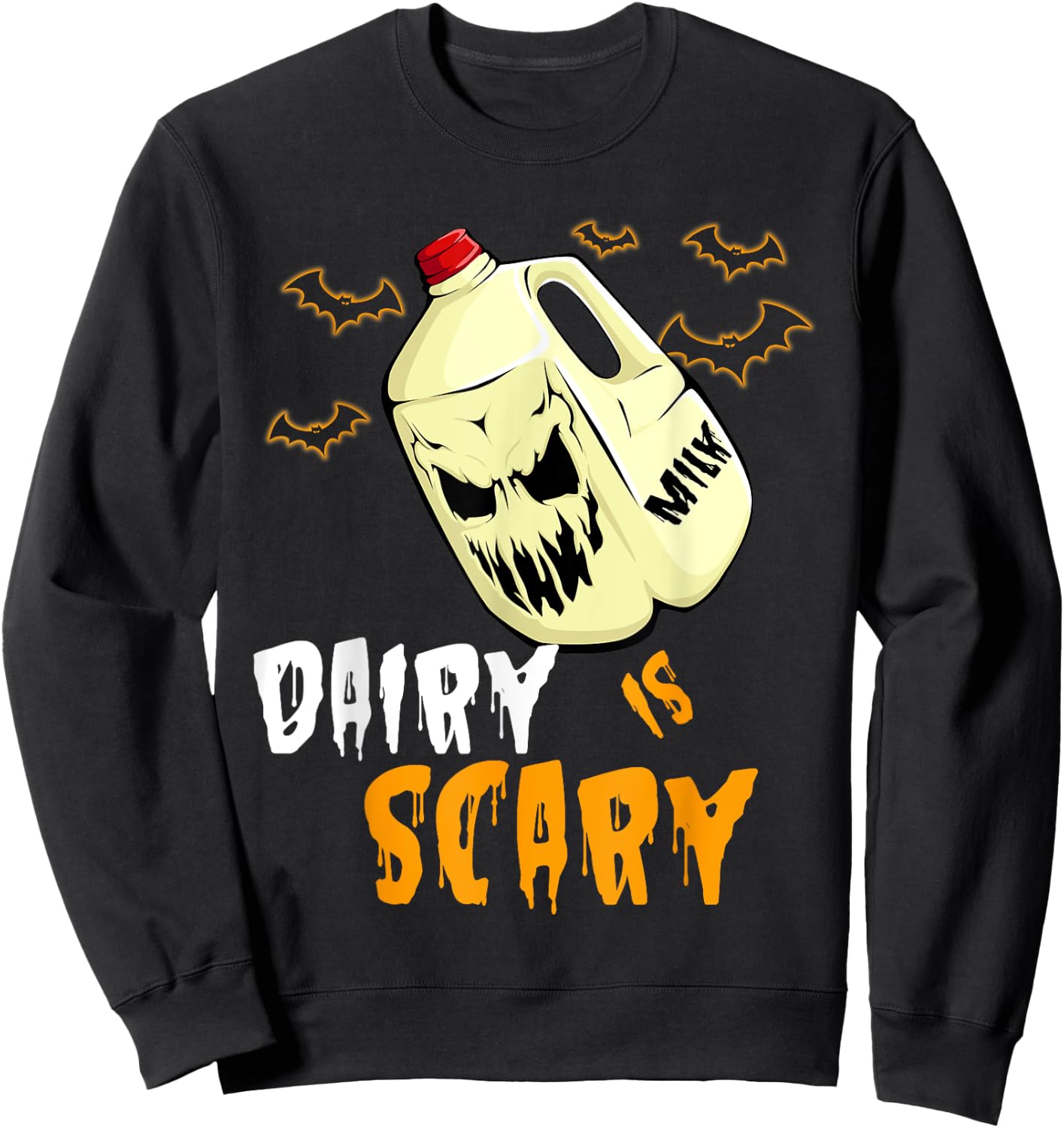 Funny Vegan Halloween Dairy Is Scary Veganism Gift Sweatshirt - Sweatshirt | Black