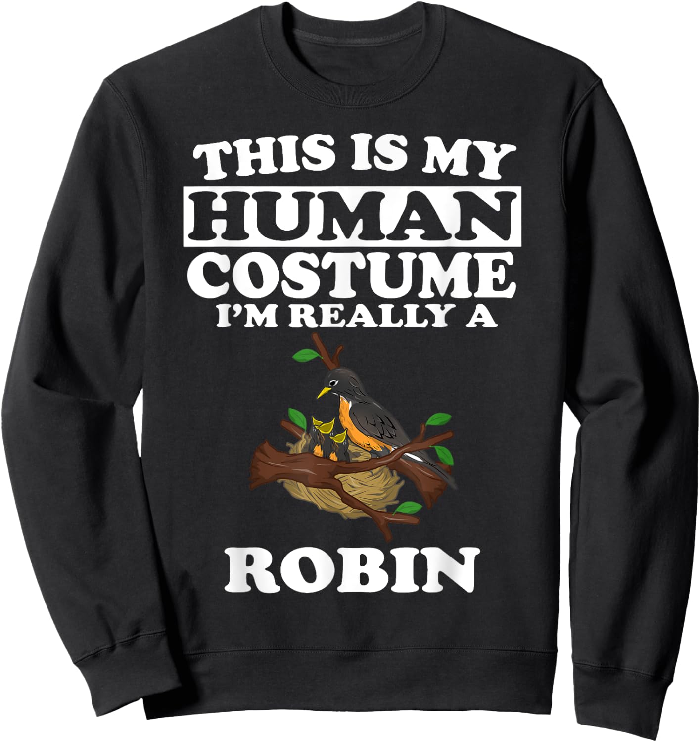 This Is My Human Costume I'm Really A Robin Bird Gift Sweatshirt - Sweatshirt | Black