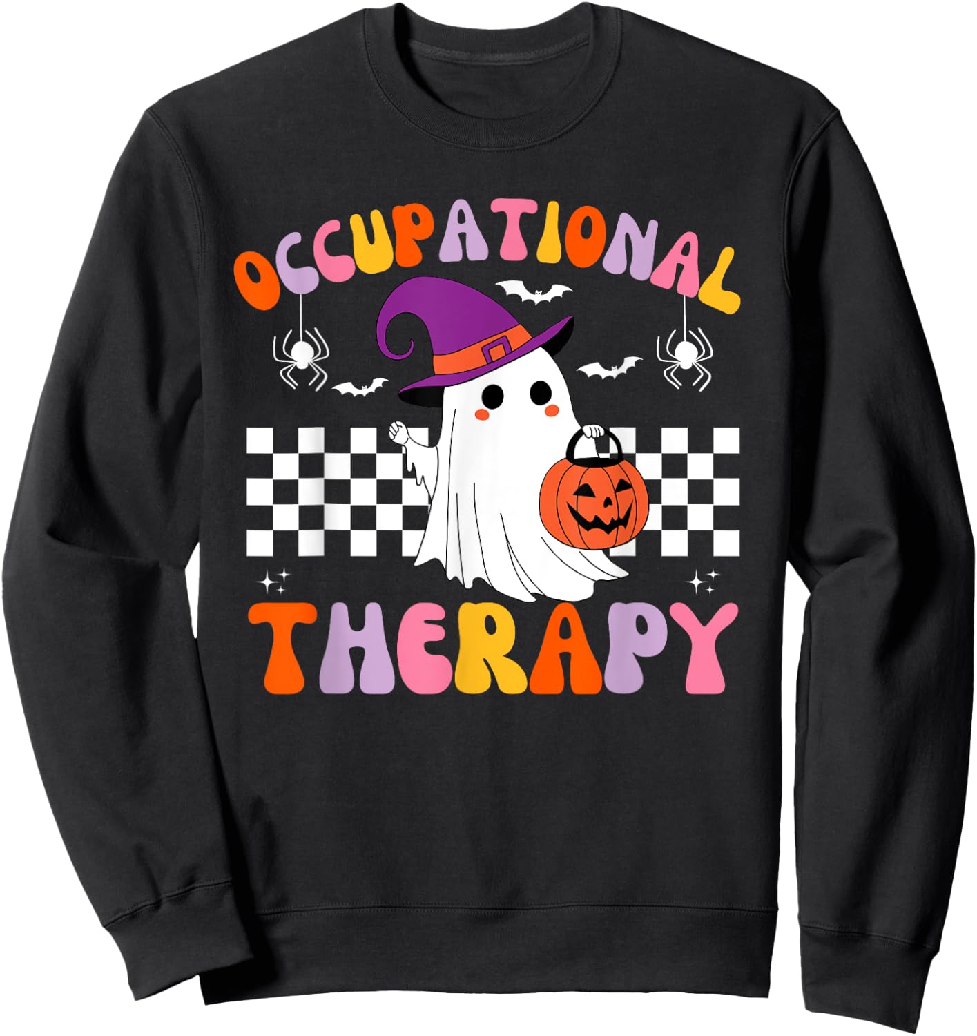OT Occupational Therapy Halloween Retro Ghost OT Halloween Sweatshirt - Sweatshirt | Black